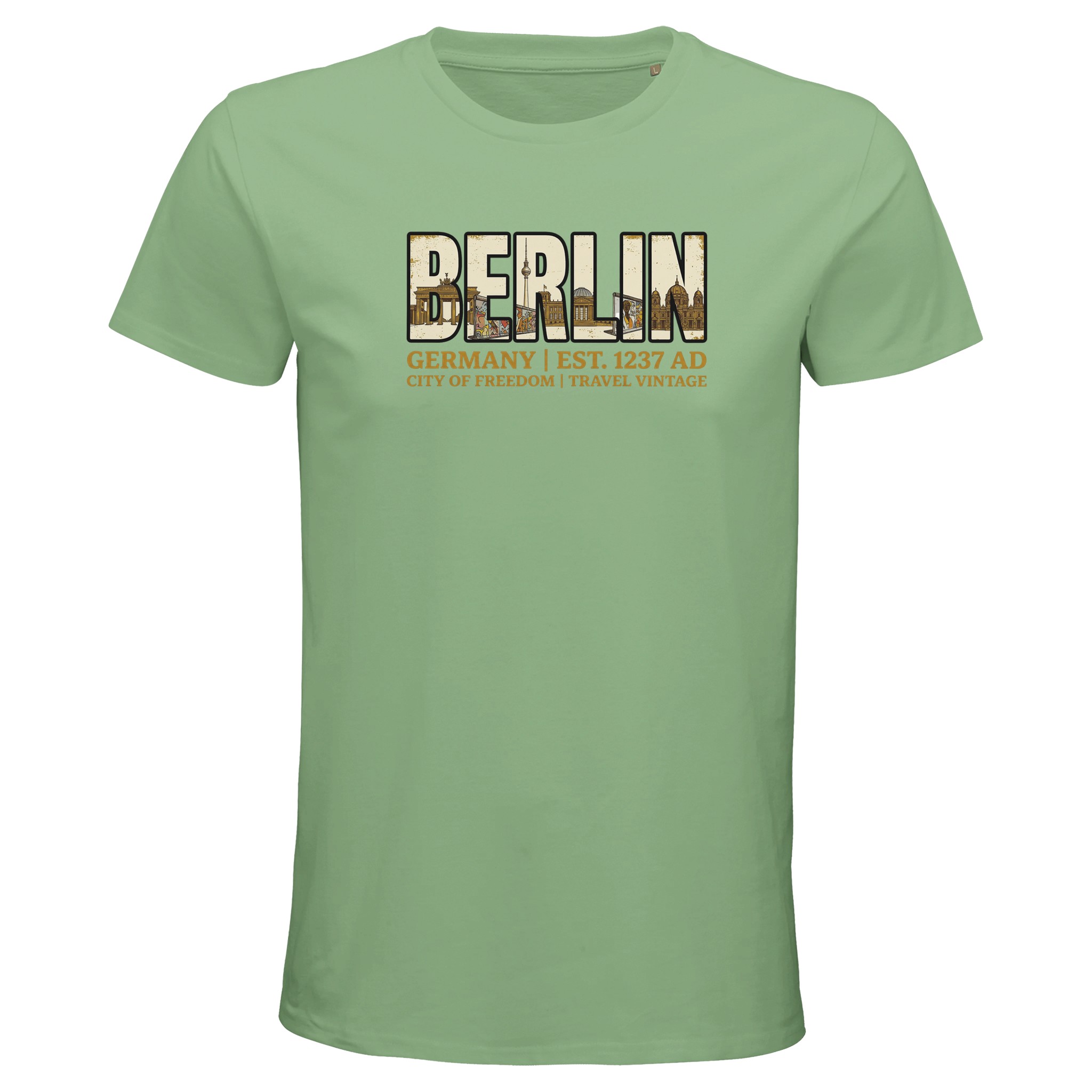 T-shirt Berlin homme bio ajusté ville de liberté T-shirt Berlin homme bio ajusté ville de liberté, coloris apple green