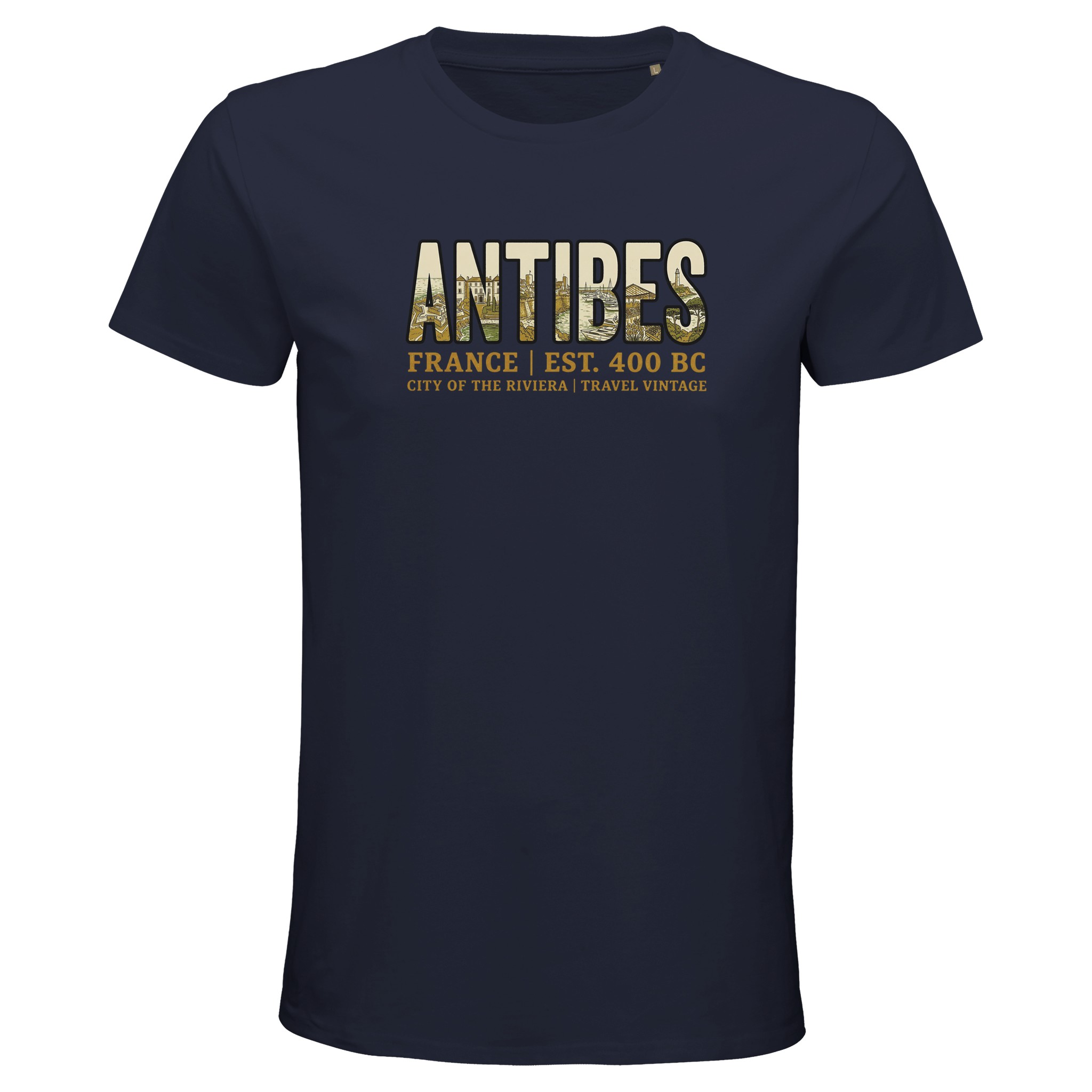 T-shirt Antibes homme bio ajusté ville Côte dAzur T-shirt Antibes homme bio ajusté ville Côte dAzur