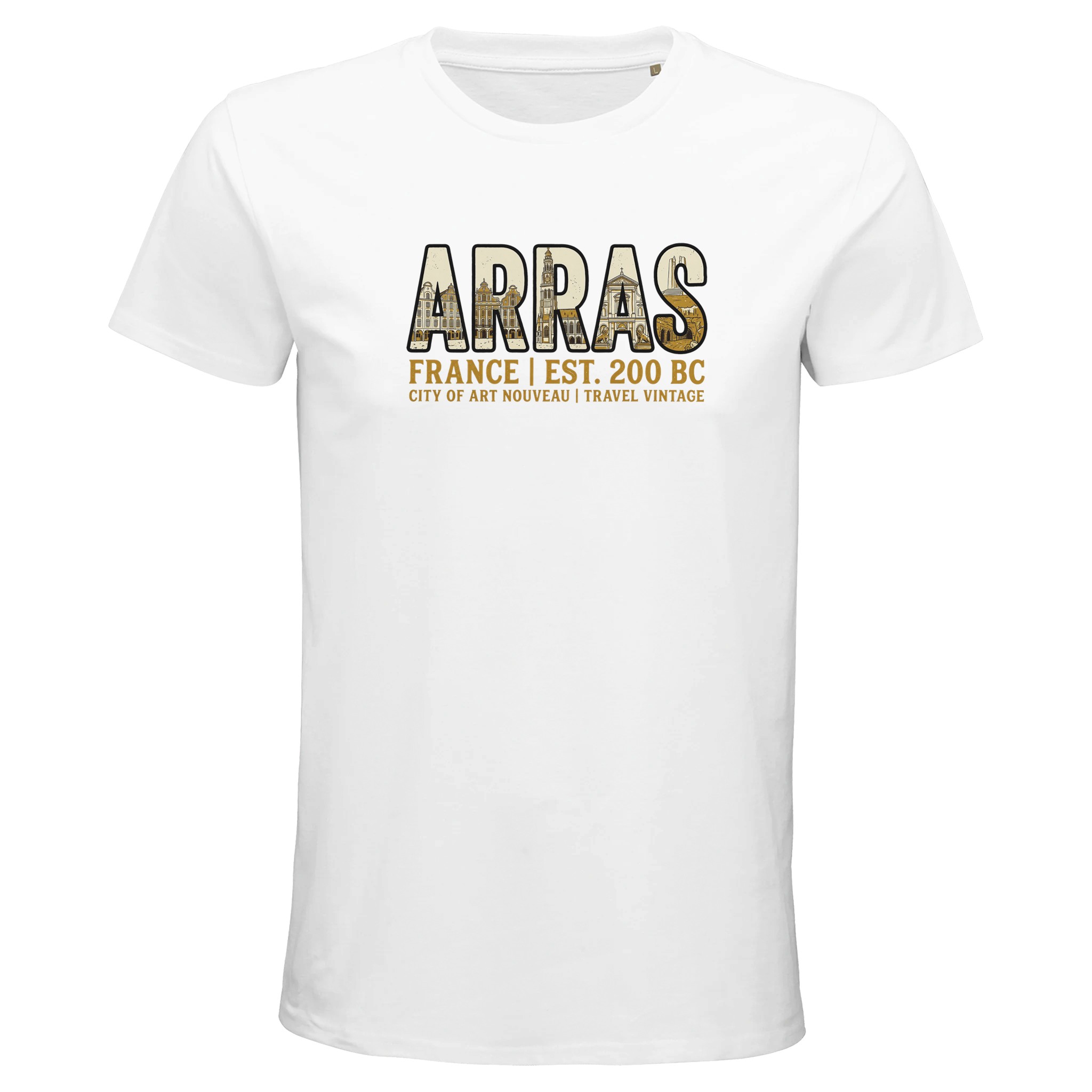 T-shirt Arras homme bio ajusté ville vintage T-shirt Arras homme bio ajusté ville vintage