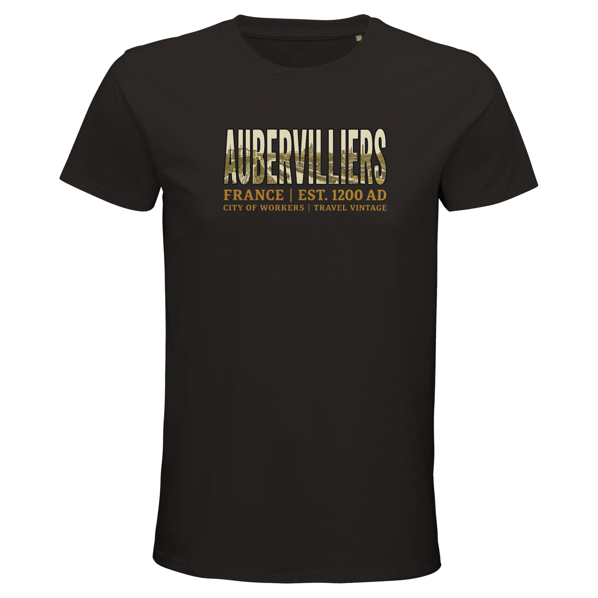 T-shirt Aubervilliers homme bio ajusté ville française T-shirt Aubervilliers homme bio ajusté ville française