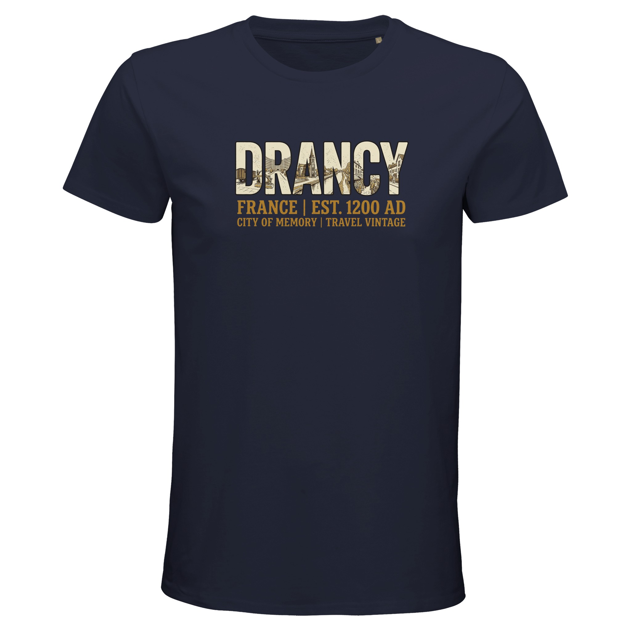 T-shirt Drancy homme bio ajusté ville française T-shirt Drancy homme bio ajusté ville française