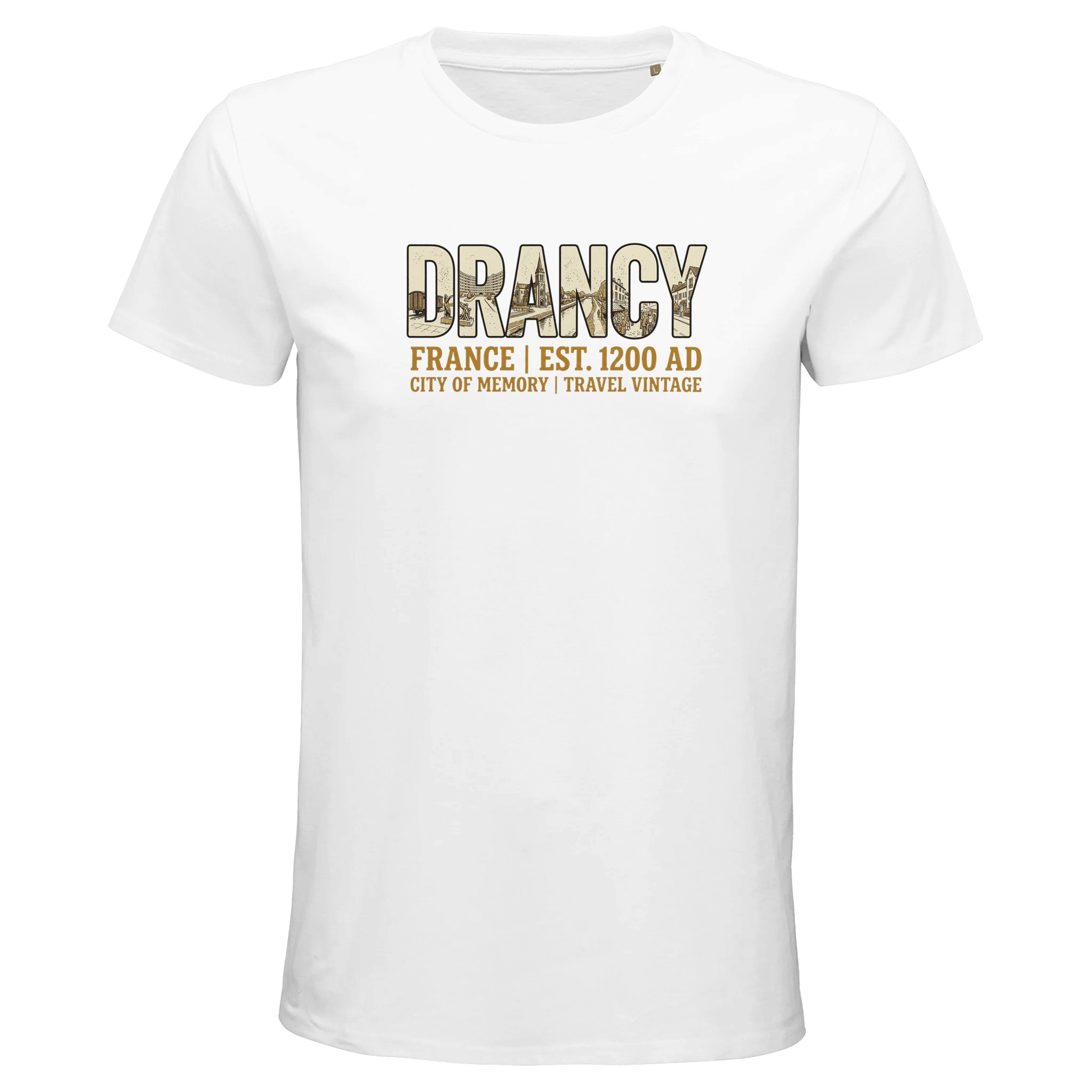 T-shirt Drancy homme bio ajusté ville française T-shirt Drancy homme bio ajusté ville française