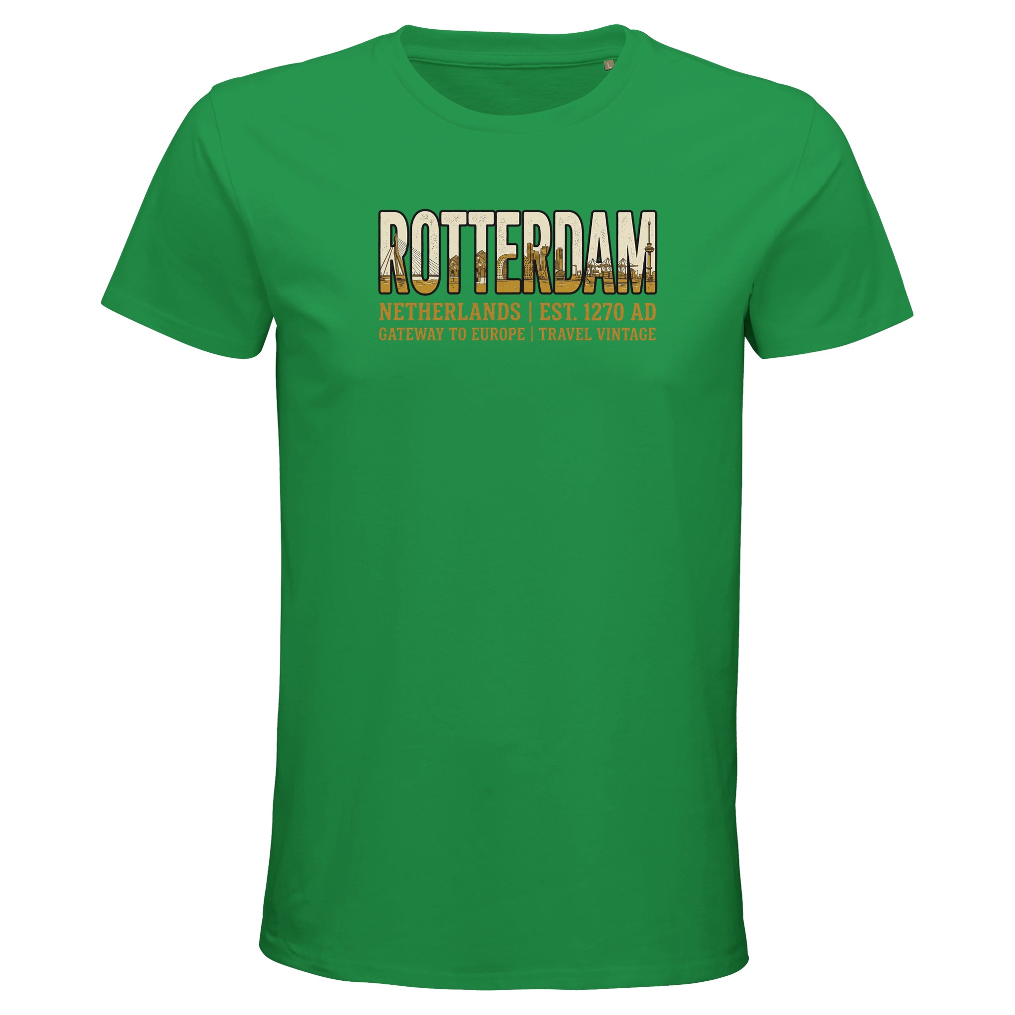 T-shirt Rotterdam homme bio ajusté ville portuaire T-shirt Rotterdam homme bio ajusté ville portuaire, coloris Kelly Vert