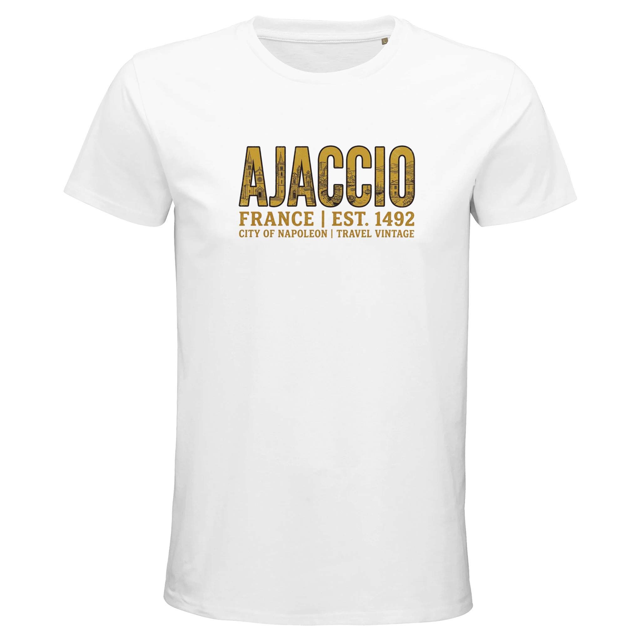 T-shirt Ajaccio homme bio ajusté ville Corse T-shirt Ajaccio homme bio ajusté ville Corse