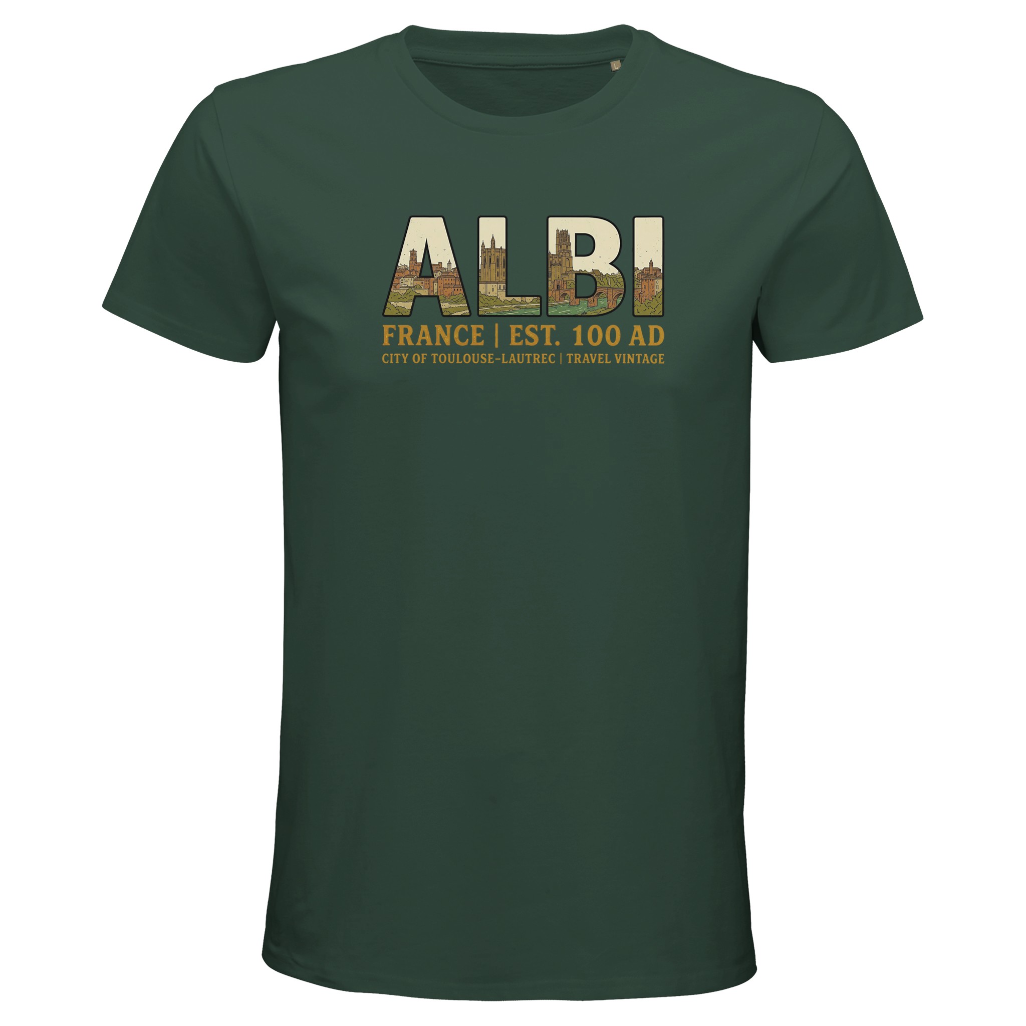 T-shirt Albi homme bio ajusté ville rose du Tarn T-shirt Albi homme bio ajusté ville rose du Tarn