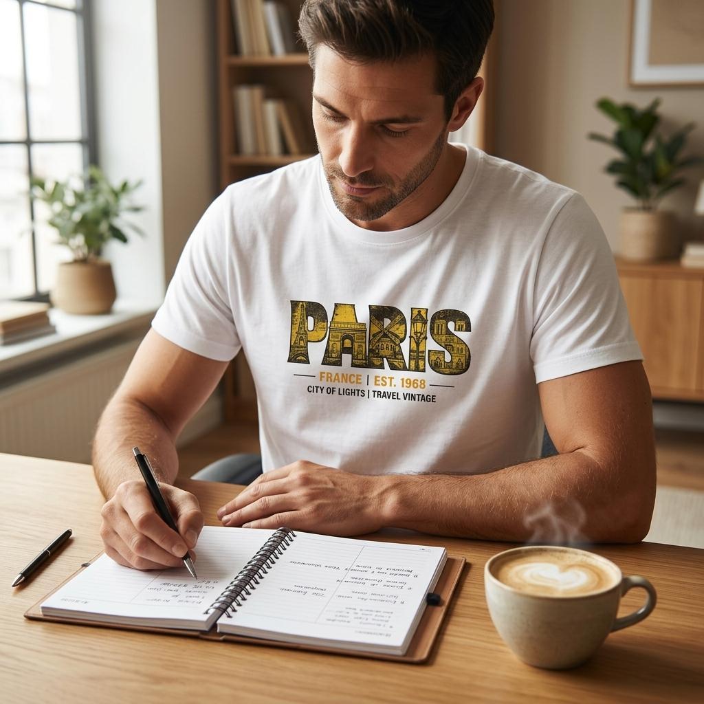 T-shirt Paris homme bio ajusté ville lumière T-shirt Paris homme bio ajusté ville lumière
