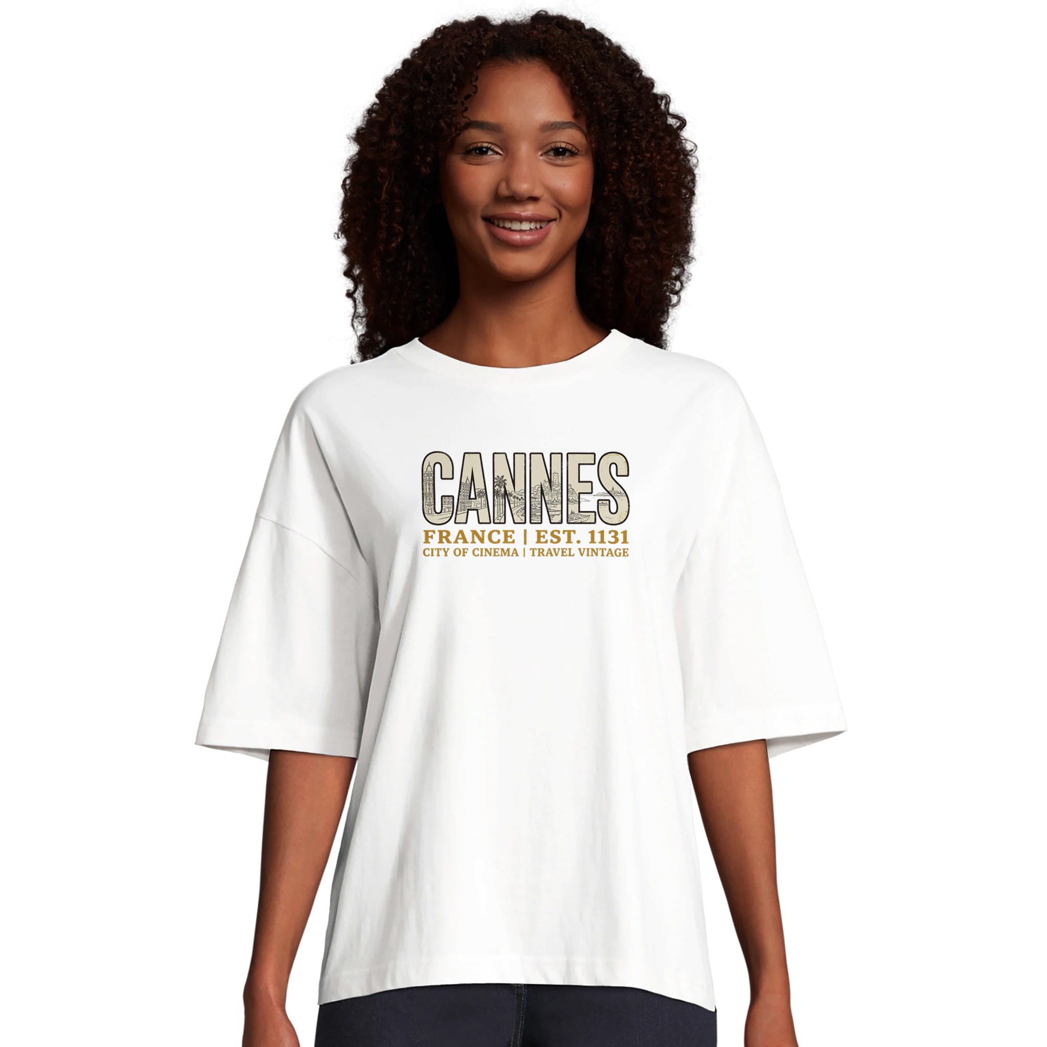 T-shirt Cannes femme ample coton bio ville cinéma T-shirt Cannes femme ample coton bio ville cinéma
