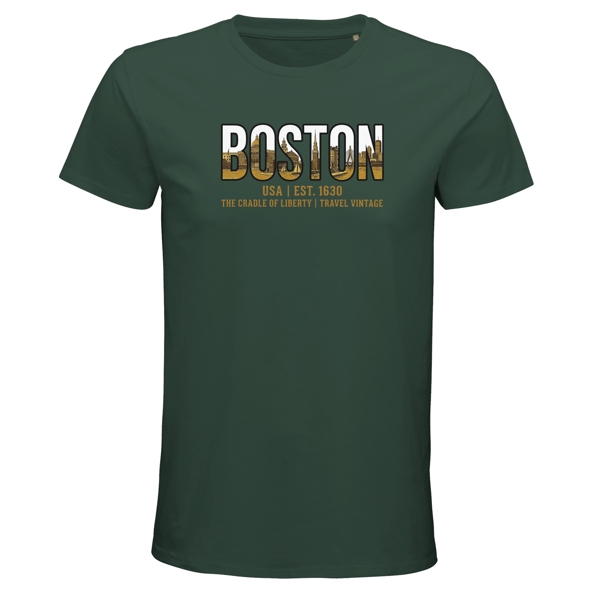 T-shirt Boston homme bio ajusté coton premium T-shirt Boston homme bio ajusté coton premium, coloris Vert bouteille