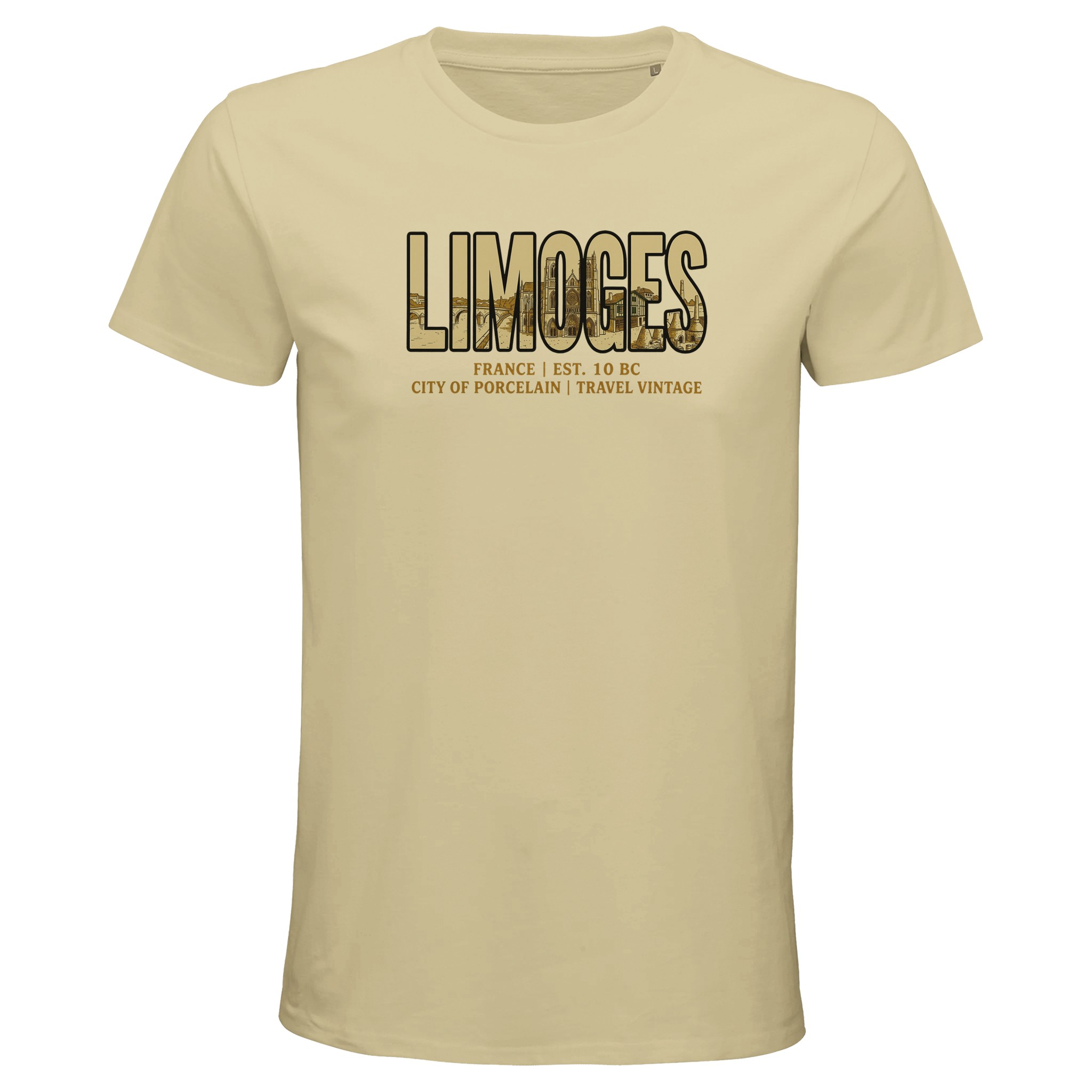 T-shirt Limoges homme bio ajusté en coton naturel T-shirt Limoges homme bio ajusté en coton naturel