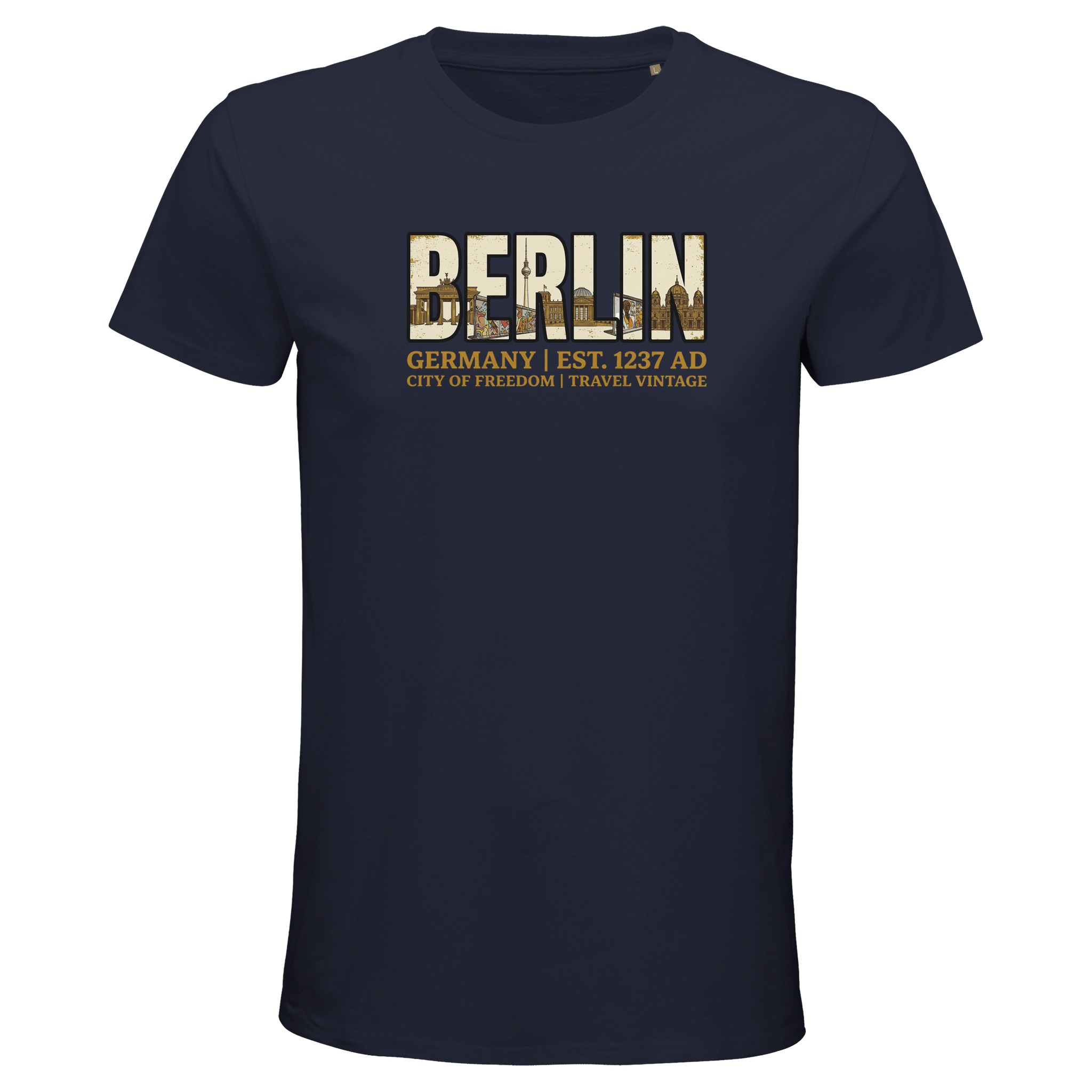 T-shirt Berlin homme bio ajusté ville de liberté T-shirt Berlin homme bio ajusté ville de liberté, coloris French Navy