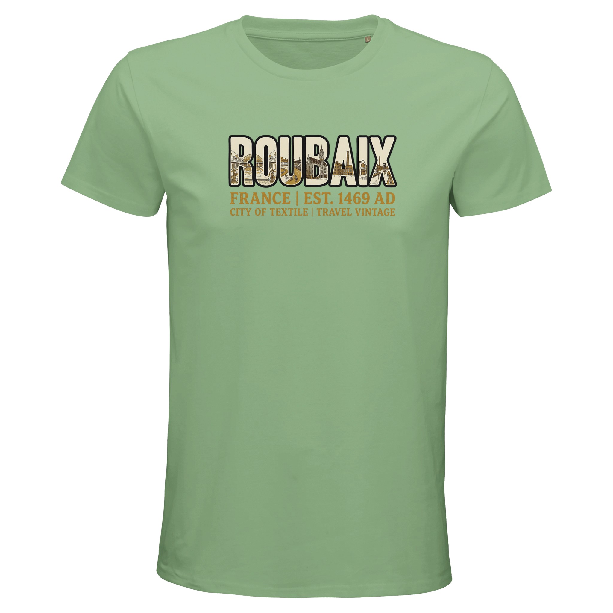 T-shirt Roubaix homme bio ajusté ville textile T-shirt Roubaix homme bio ajusté ville textile