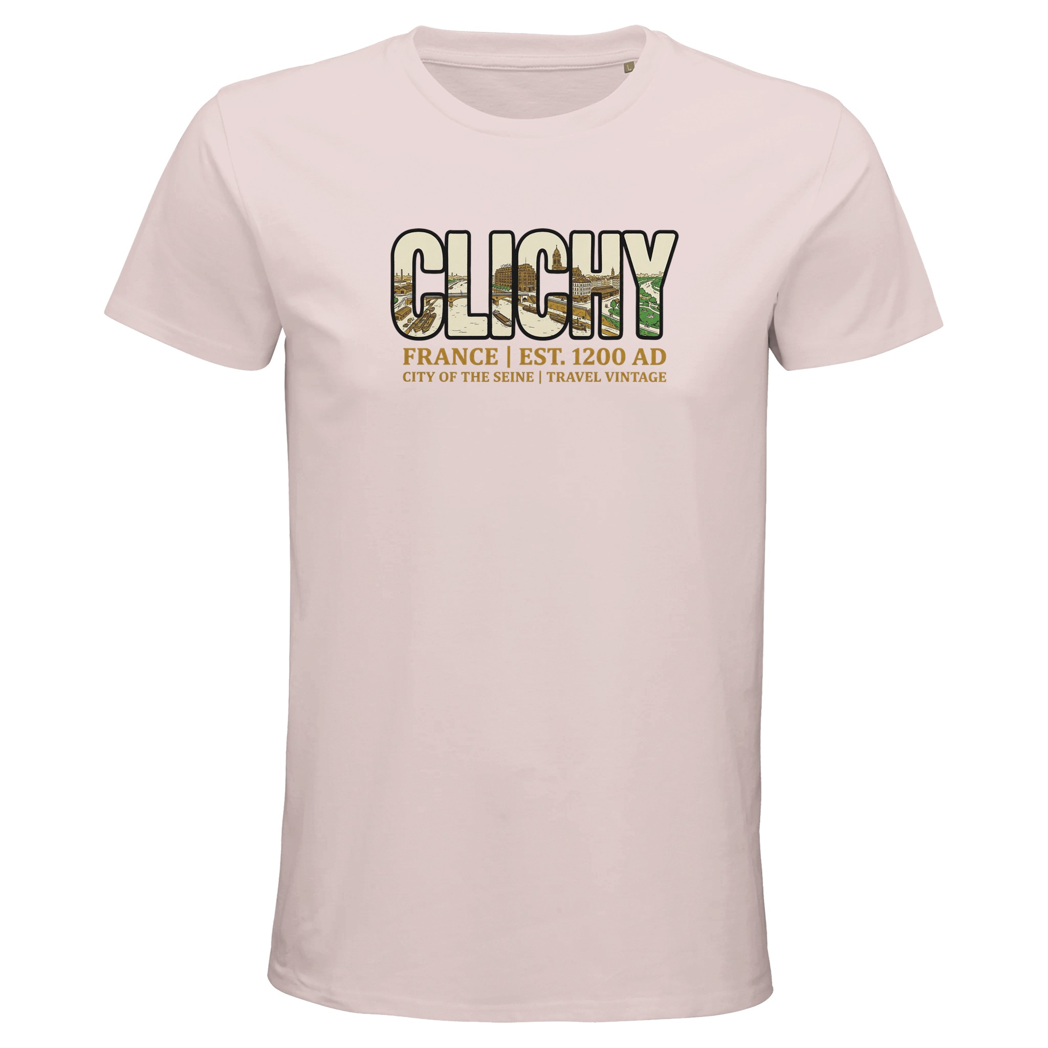 T-shirt Clichy homme bio ajusté ville vintage T-shirt Clichy homme bio ajusté ville vintage