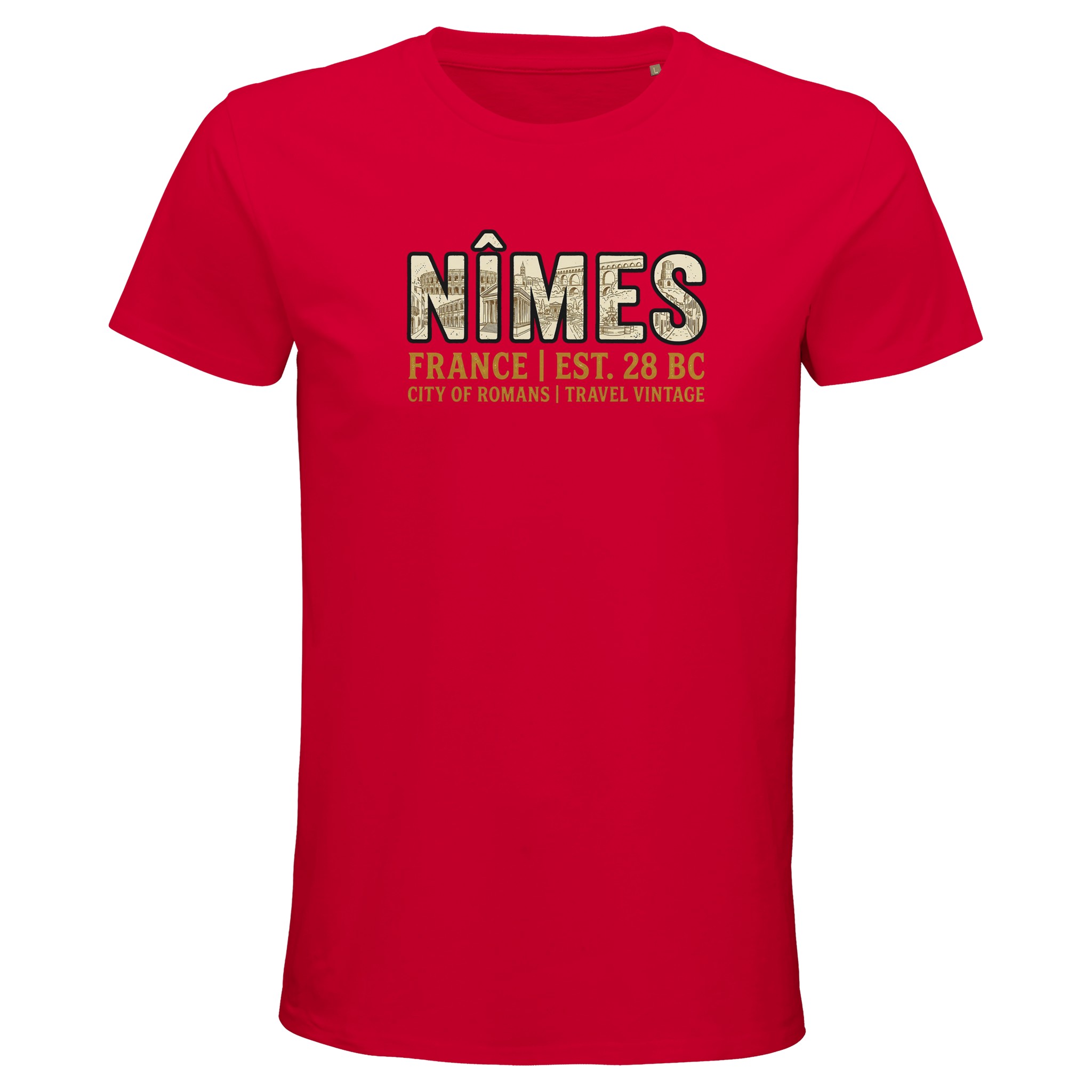 T-shirt Nîmes homme bio ajusté ville française T-shirt Nîmes homme bio ajusté ville française