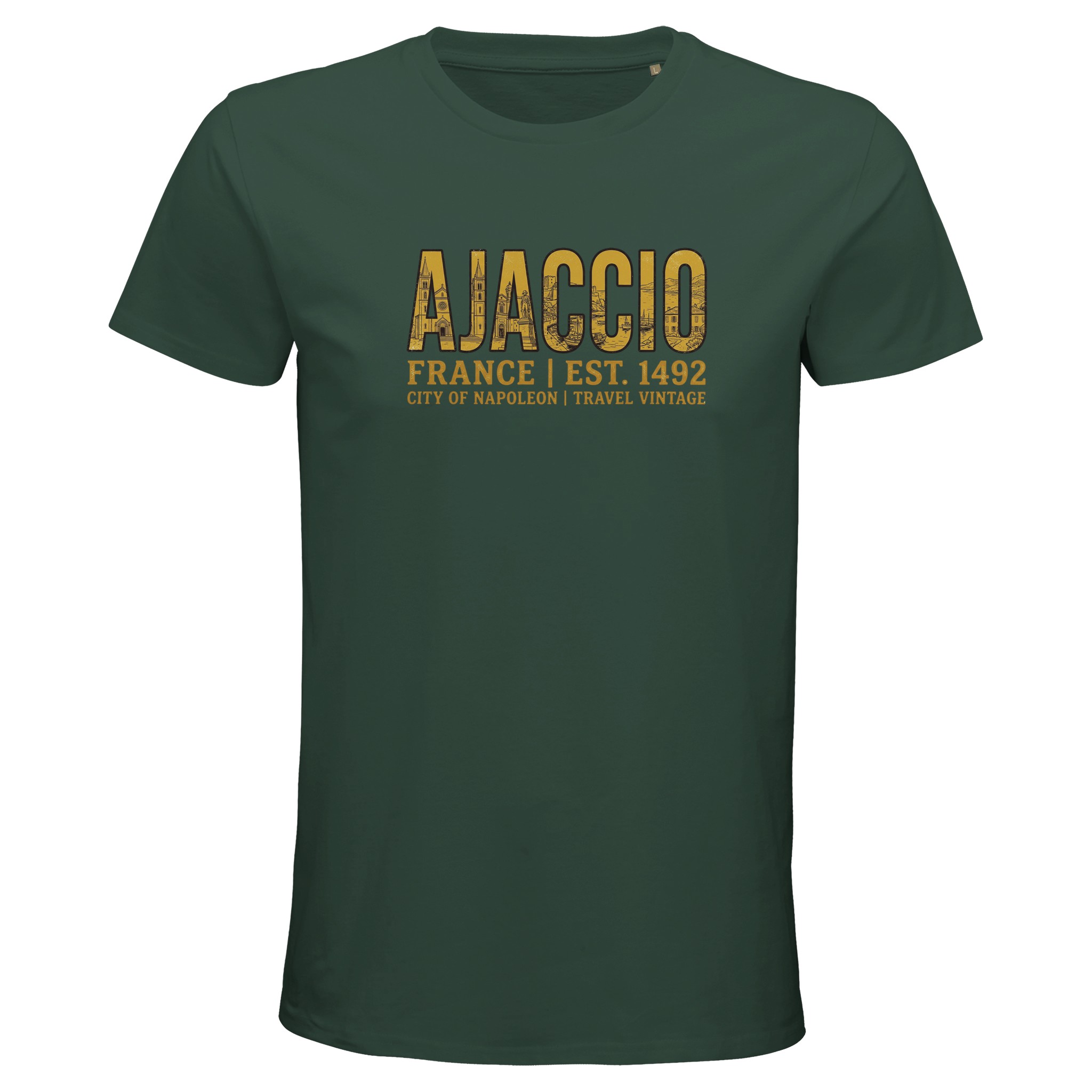 T-shirt Ajaccio homme bio ajusté ville Corse T-shirt Ajaccio homme bio ajusté ville Corse