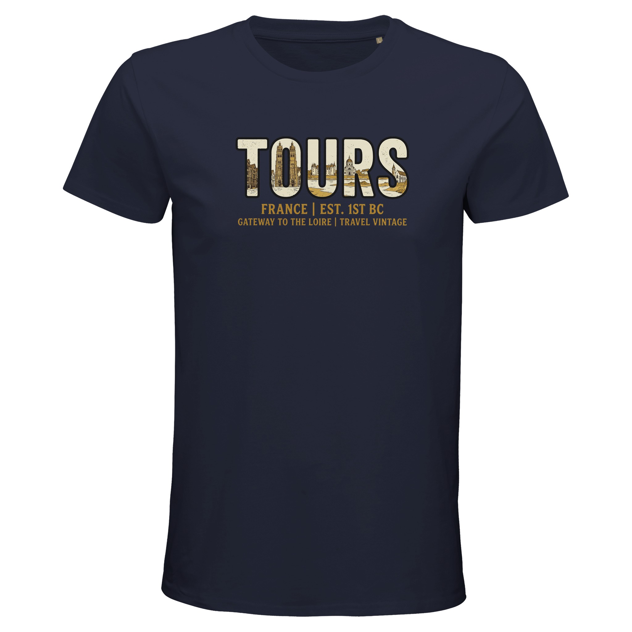 T-shirt Tours homme bio ajusté ville Loire T-shirt Tours homme bio ajusté ville Loire