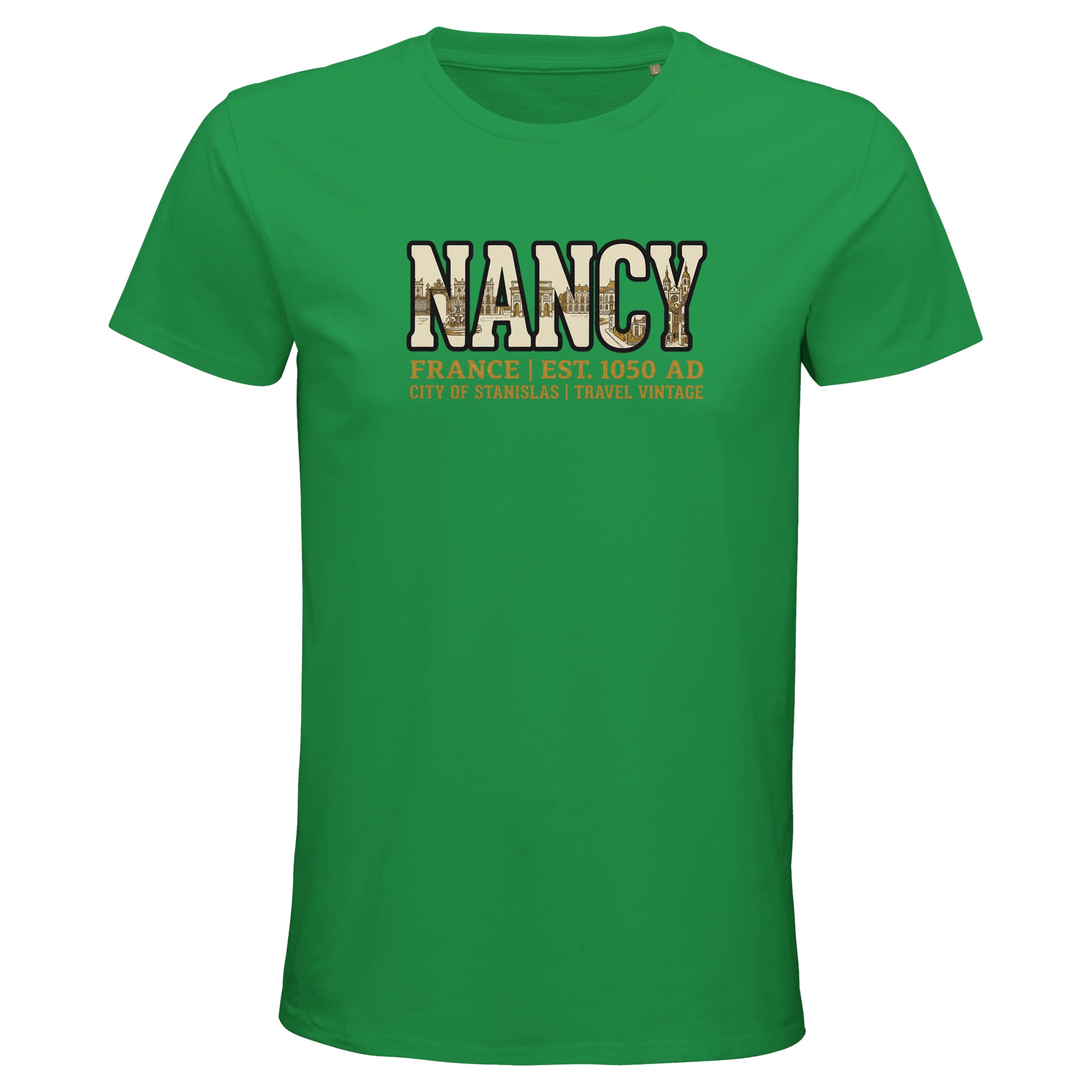 T-shirt Nancy homme bio ajusté ville française T-shirt Nancy homme bio ajusté ville française