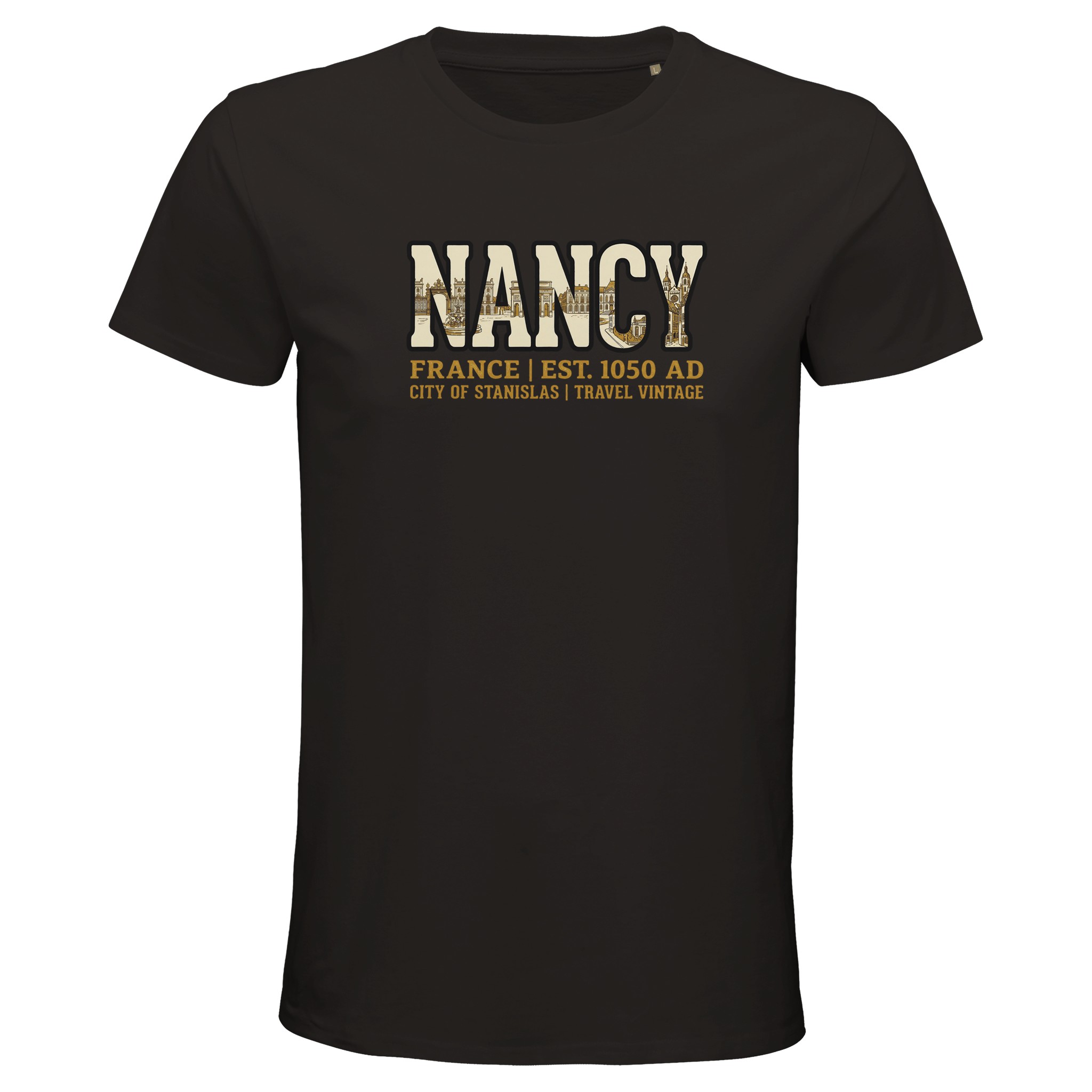 T-shirt Nancy homme bio ajusté ville française T-shirt Nancy homme bio ajusté ville française