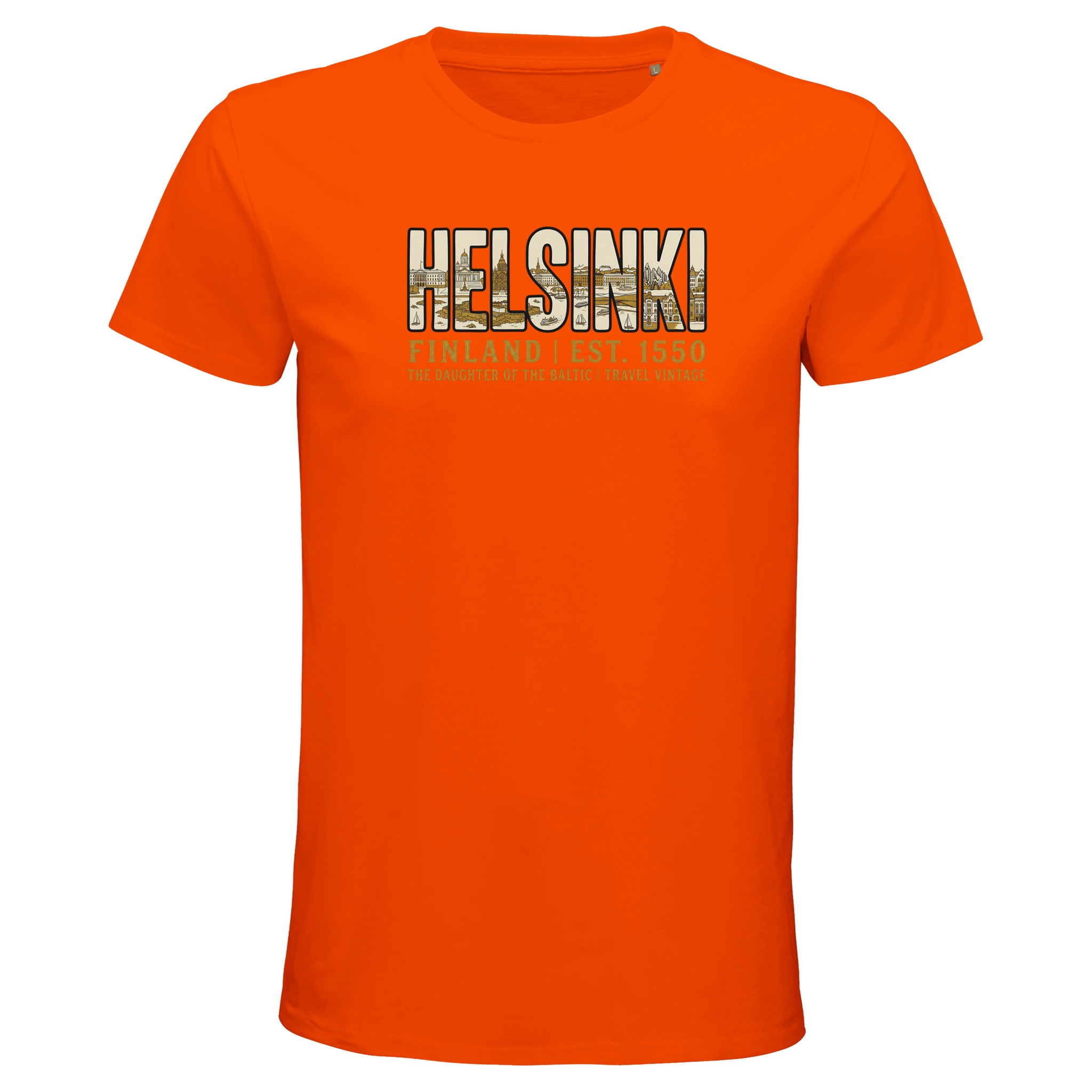 T-shirt Helsinki homme bio ajusté Finlande T-shirt Helsinki homme bio ajusté Finlande, coloris Orange