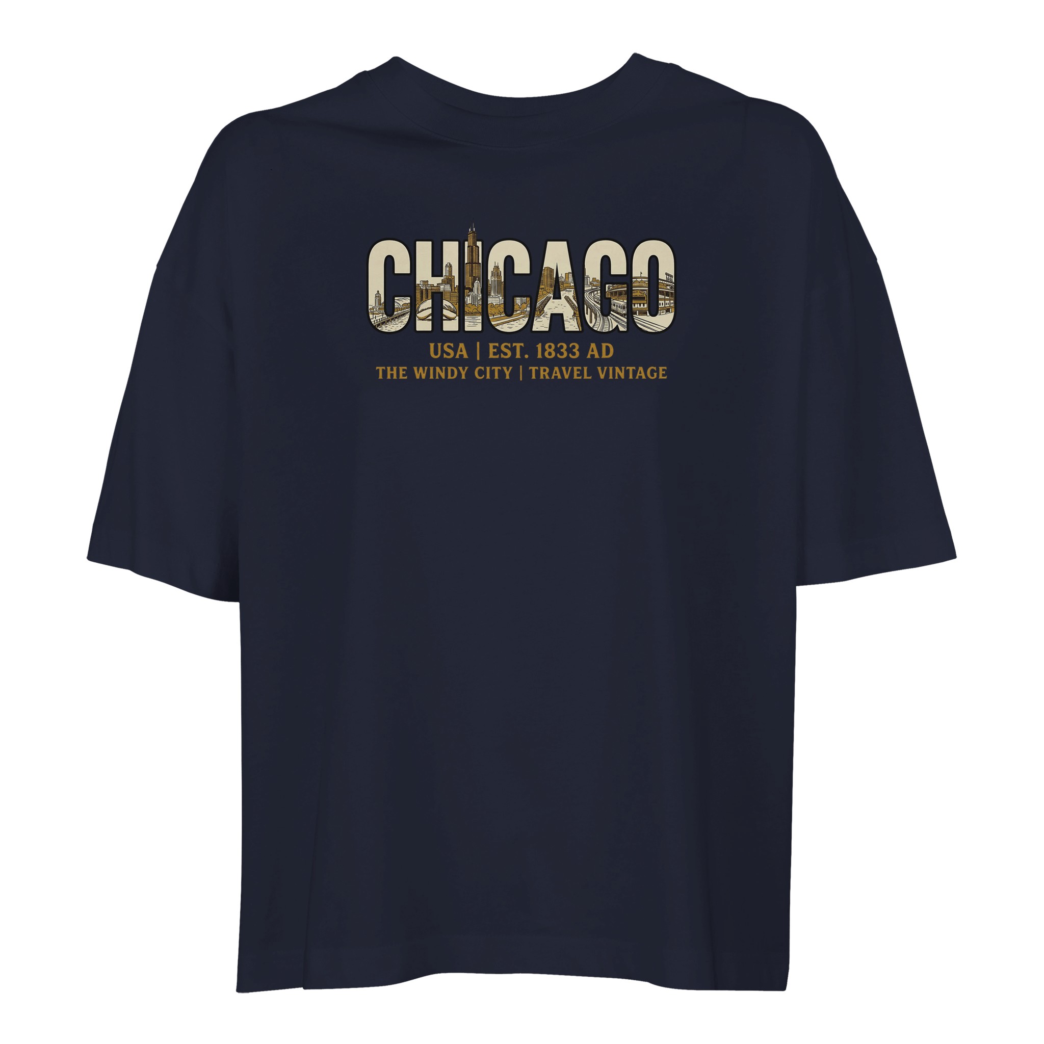 T-shirt Chicago femme ample coton en conversion bio T-shirt Chicago femme ample coton en conversion bio, coloris French Navy