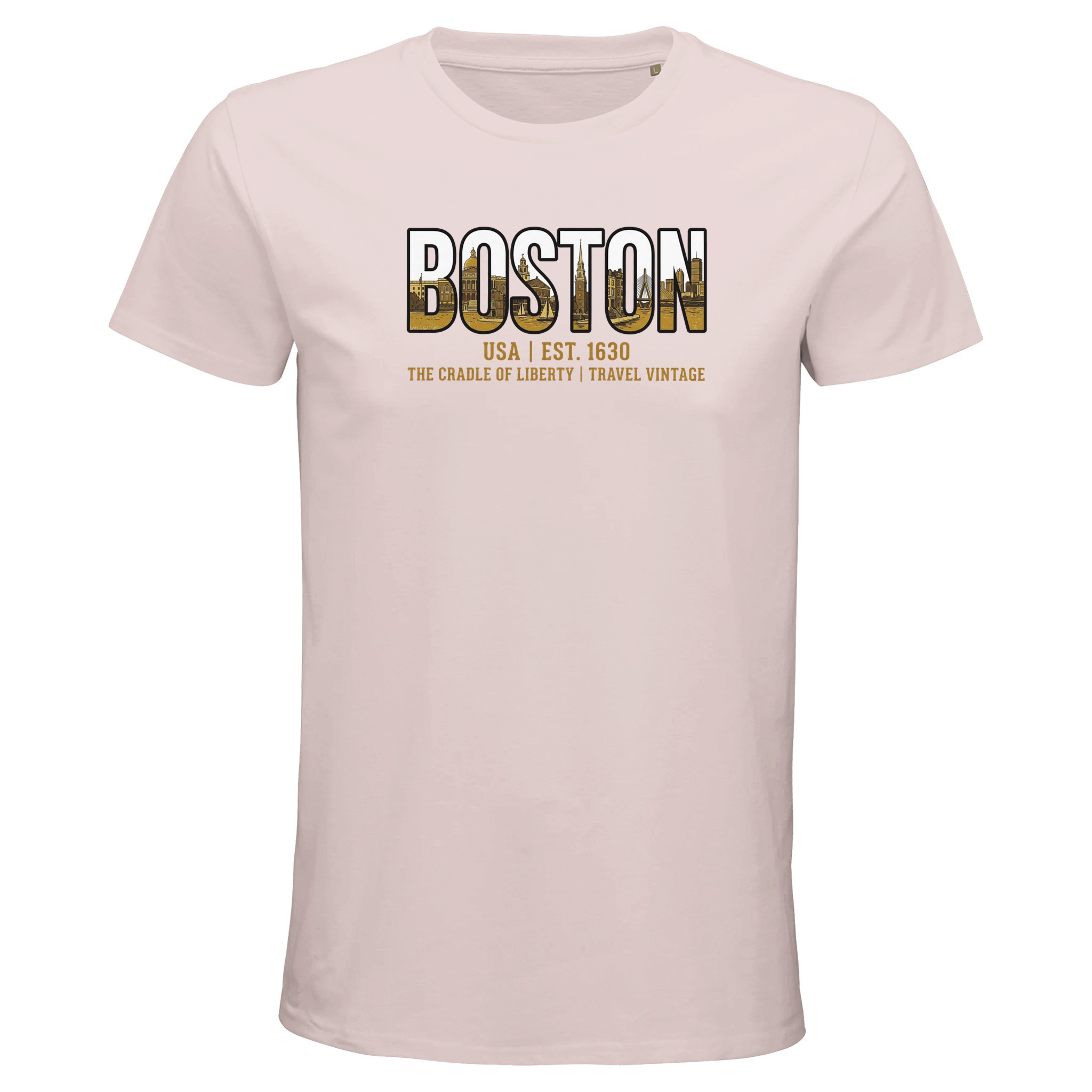 T-shirt Boston homme bio ajusté coton premium T-shirt Boston homme bio ajusté coton premium, coloris Pale Pink