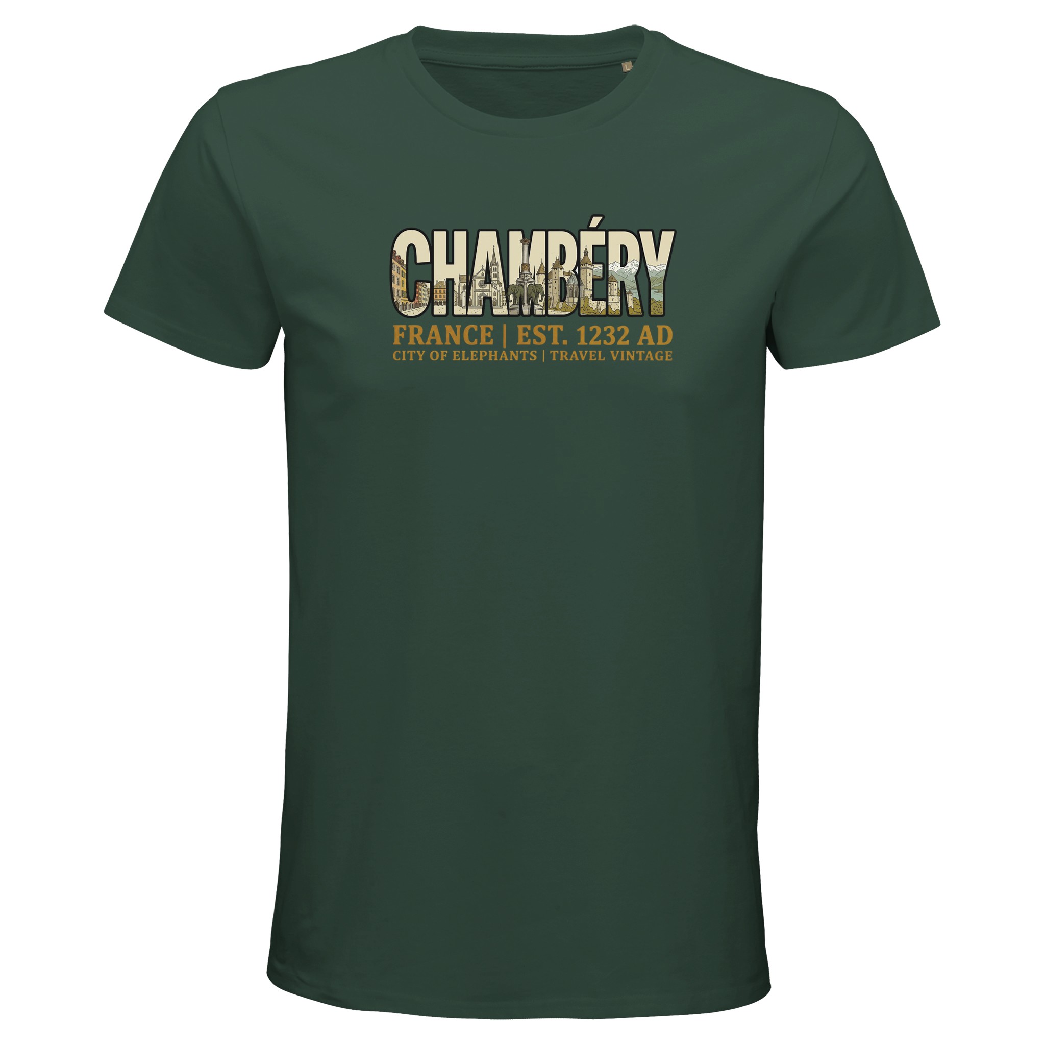 T-shirt Chambéry homme bio ajusté ville des Éléphants T-shirt Chambéry homme bio ajusté ville des Éléphants