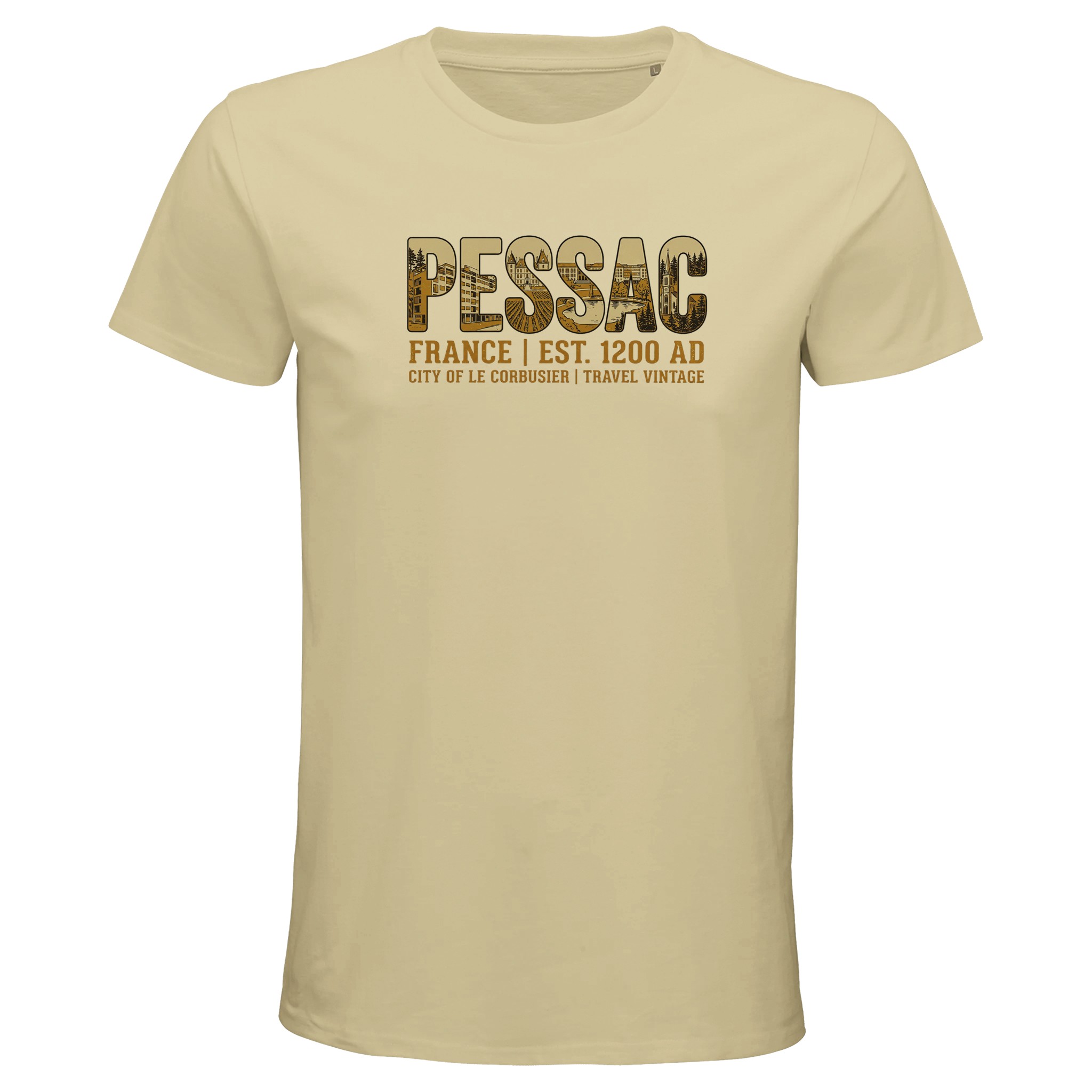 T-shirt Pessac homme bio ajusté ville française T-shirt Pessac homme bio ajusté ville française