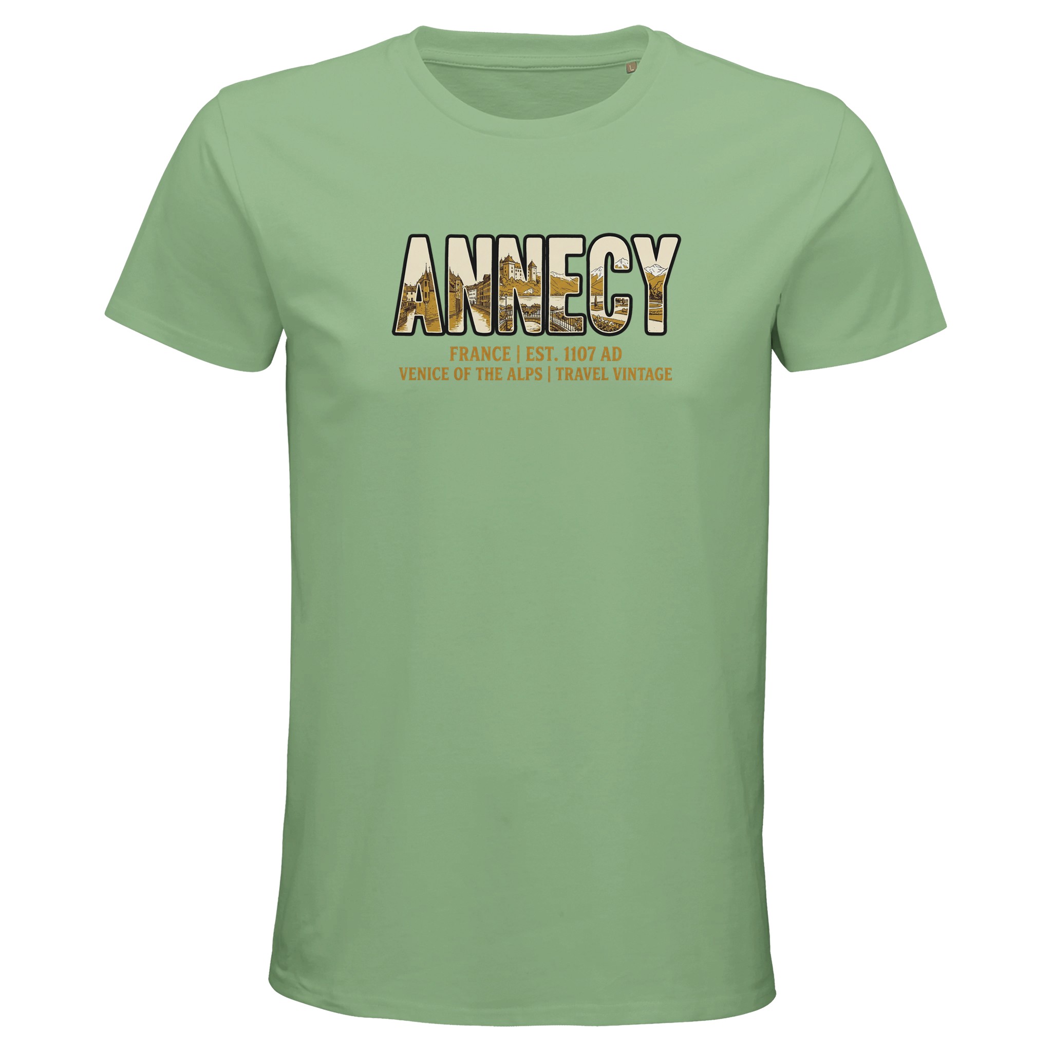 T-shirt Annecy homme bio ajusté ville des Alpes T-shirt Annecy homme bio ajusté ville des Alpes