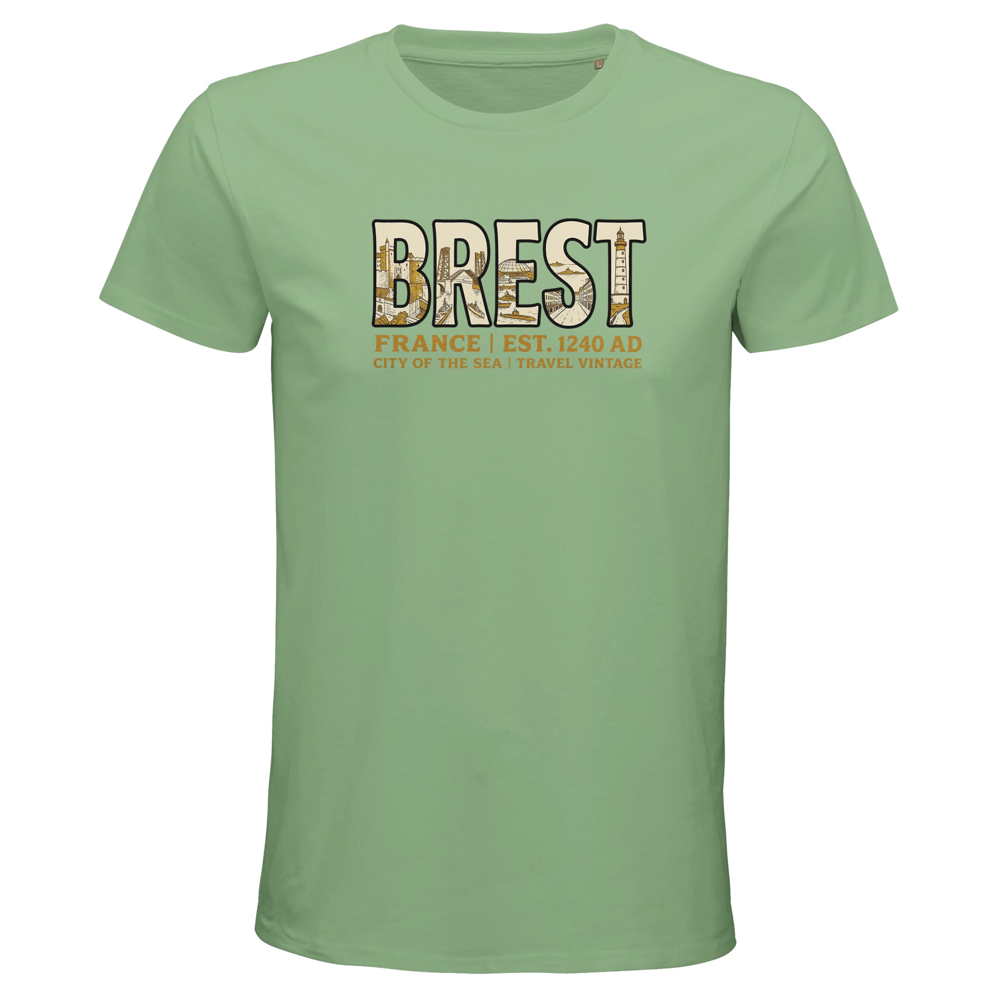 T-shirt Brest homme bio ajusté ville maritime T-shirt Brest homme bio ajusté ville maritime