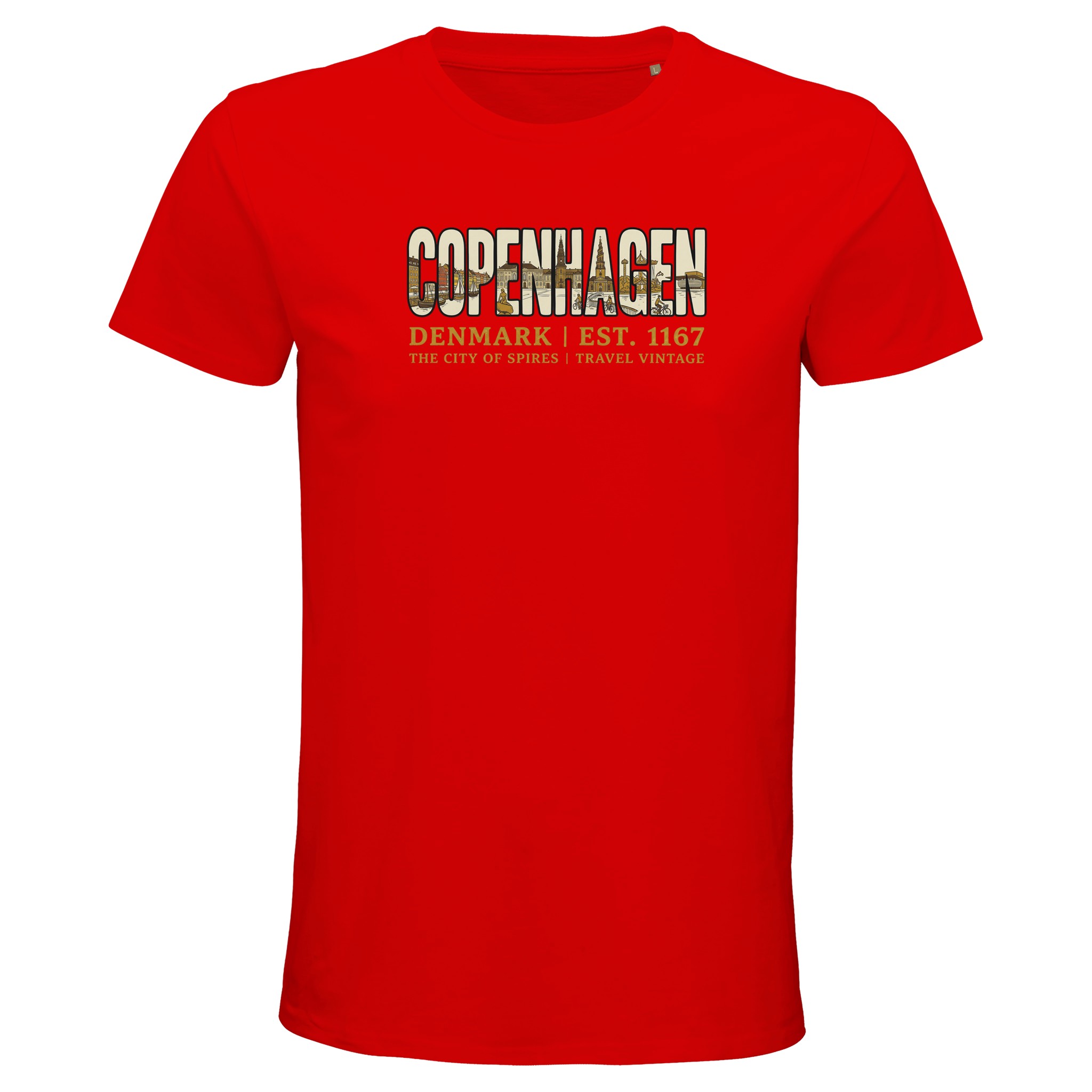 T-shirt Copenhague homme bio ajusté T-shirt Copenhague homme bio ajusté, coloris Bright Red