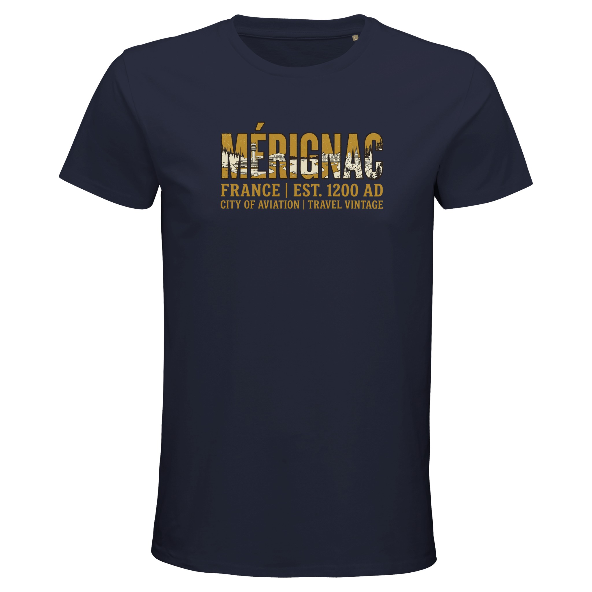 T-shirt Mérignac homme bio ajusté ville aviation T-shirt Mérignac homme bio ajusté ville aviation