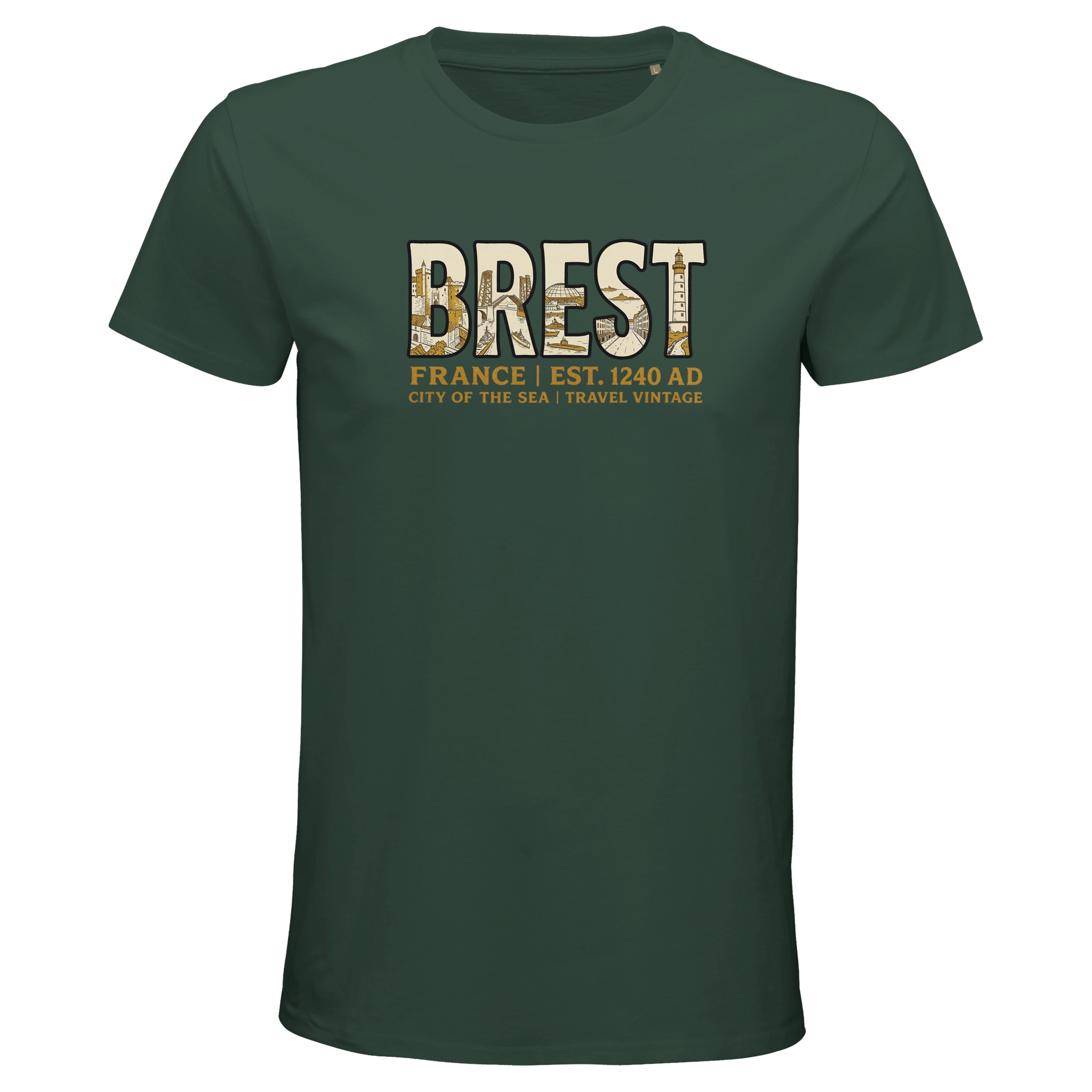 T-shirt Brest homme bio ajusté ville maritime T-shirt Brest homme bio ajusté ville maritime