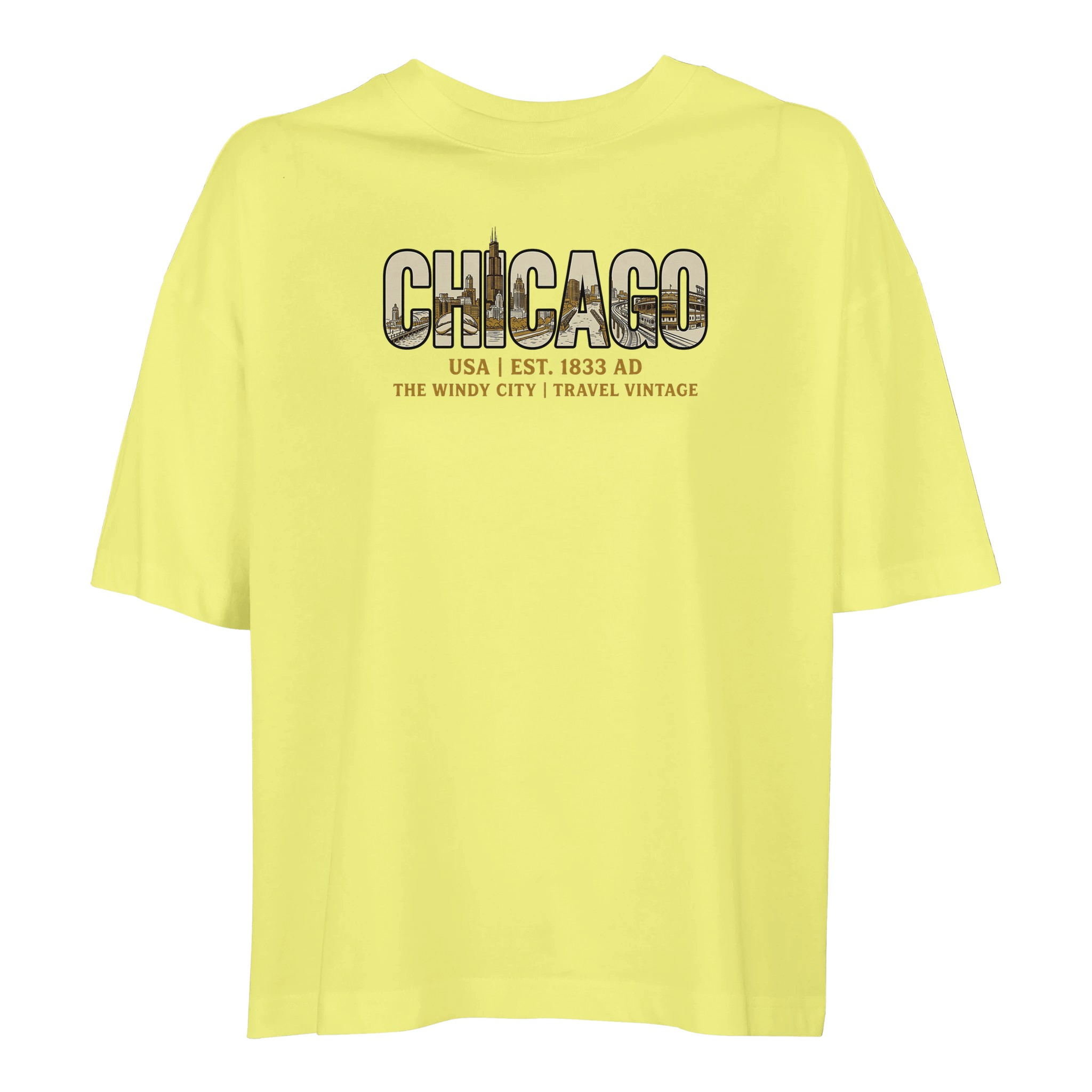 T-shirt Chicago femme ample coton en conversion bio T-shirt Chicago femme ample coton en conversion bio, coloris Jaune clair