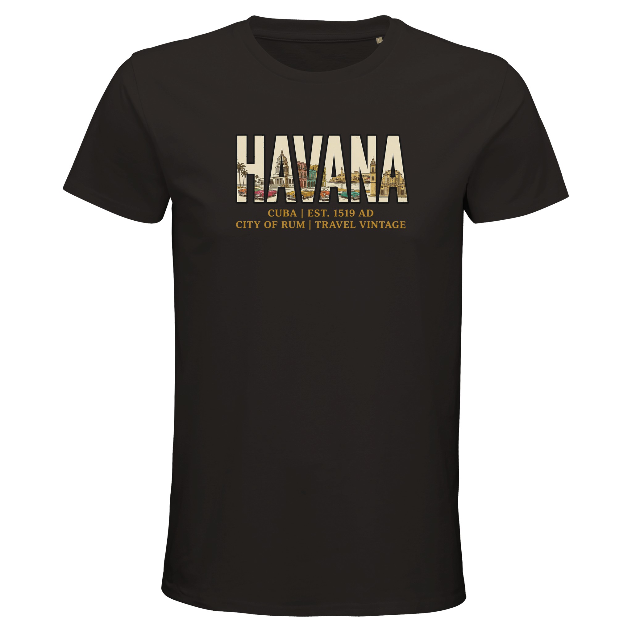 T-shirt La Havane homme bio ajusté T-shirt La Havane homme bio ajusté, coloris Deep Black