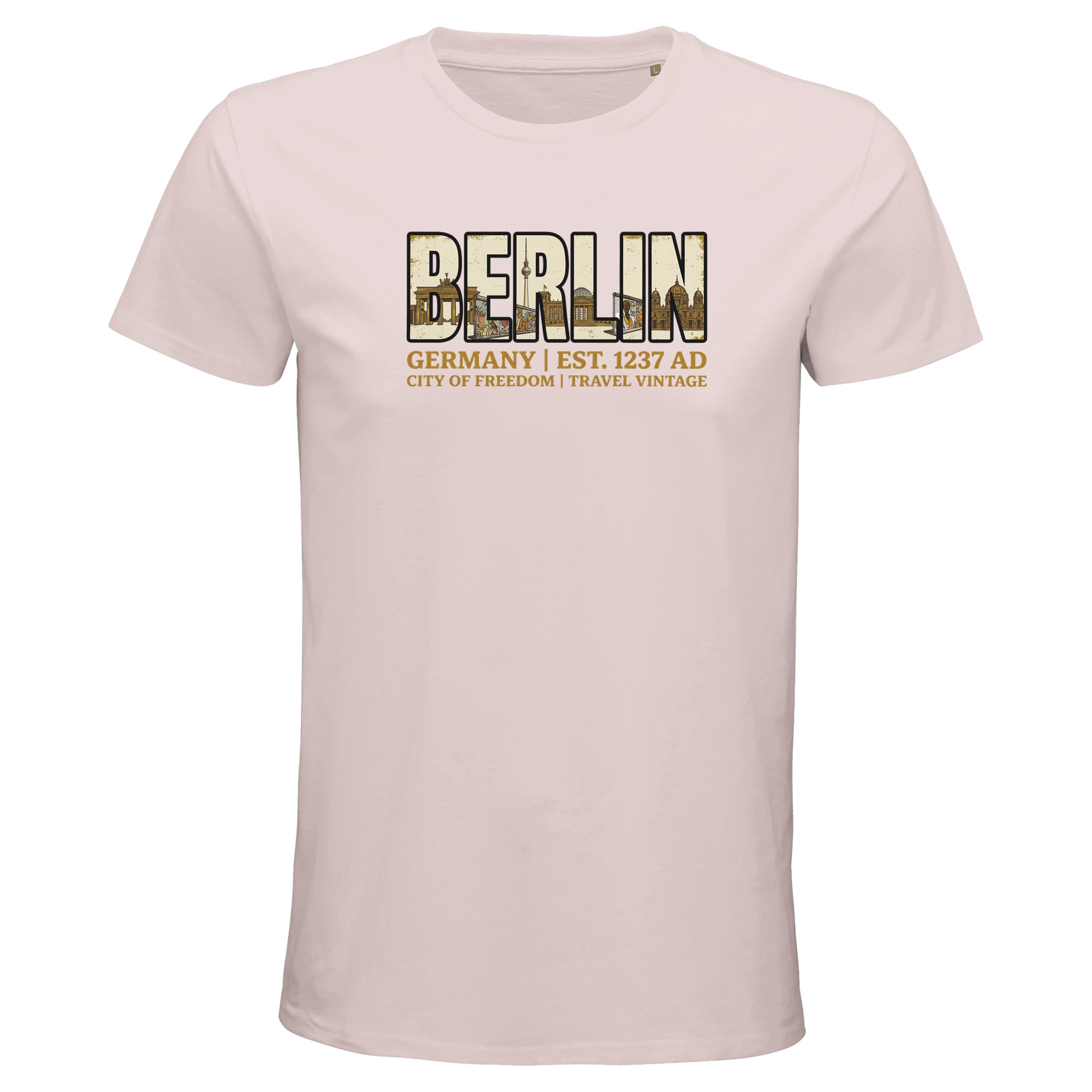 T-shirt Berlin homme bio ajusté ville de liberté T-shirt Berlin homme bio ajusté ville de liberté, coloris Pale Pink