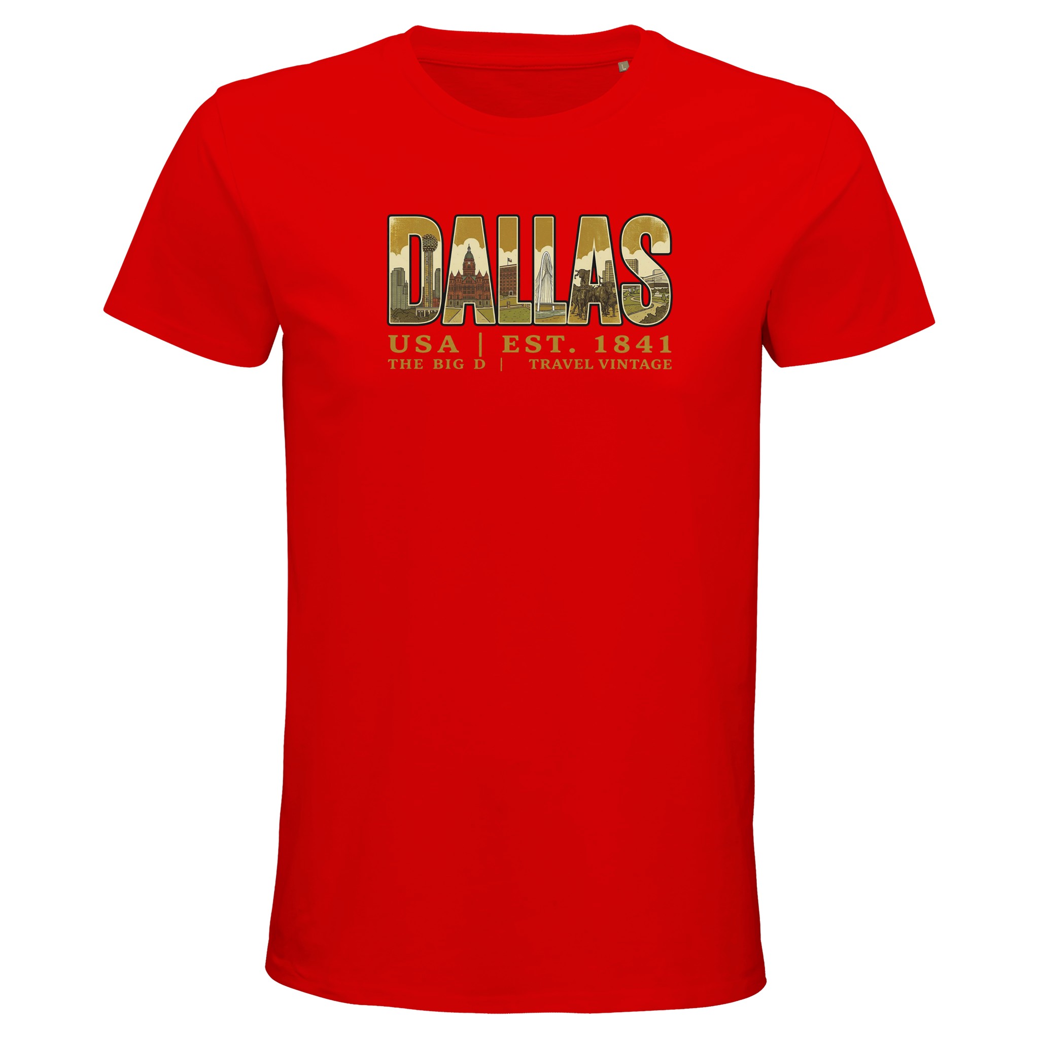 T-shirt Dallas homme bio ajusté Big D vintage T-shirt Dallas homme bio ajusté Big D vintage