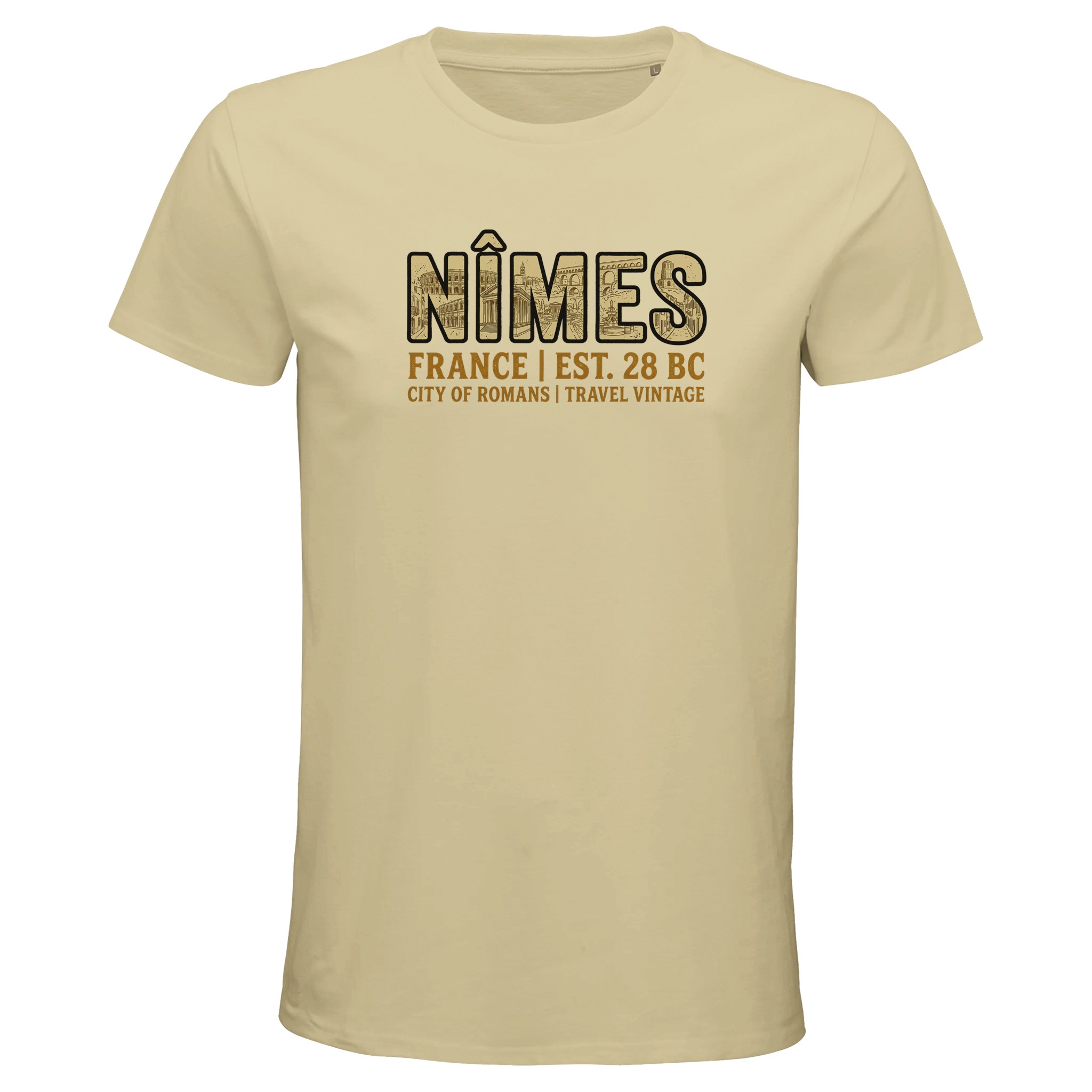 T-shirt Nîmes homme bio ajusté ville française T-shirt Nîmes homme bio ajusté ville française