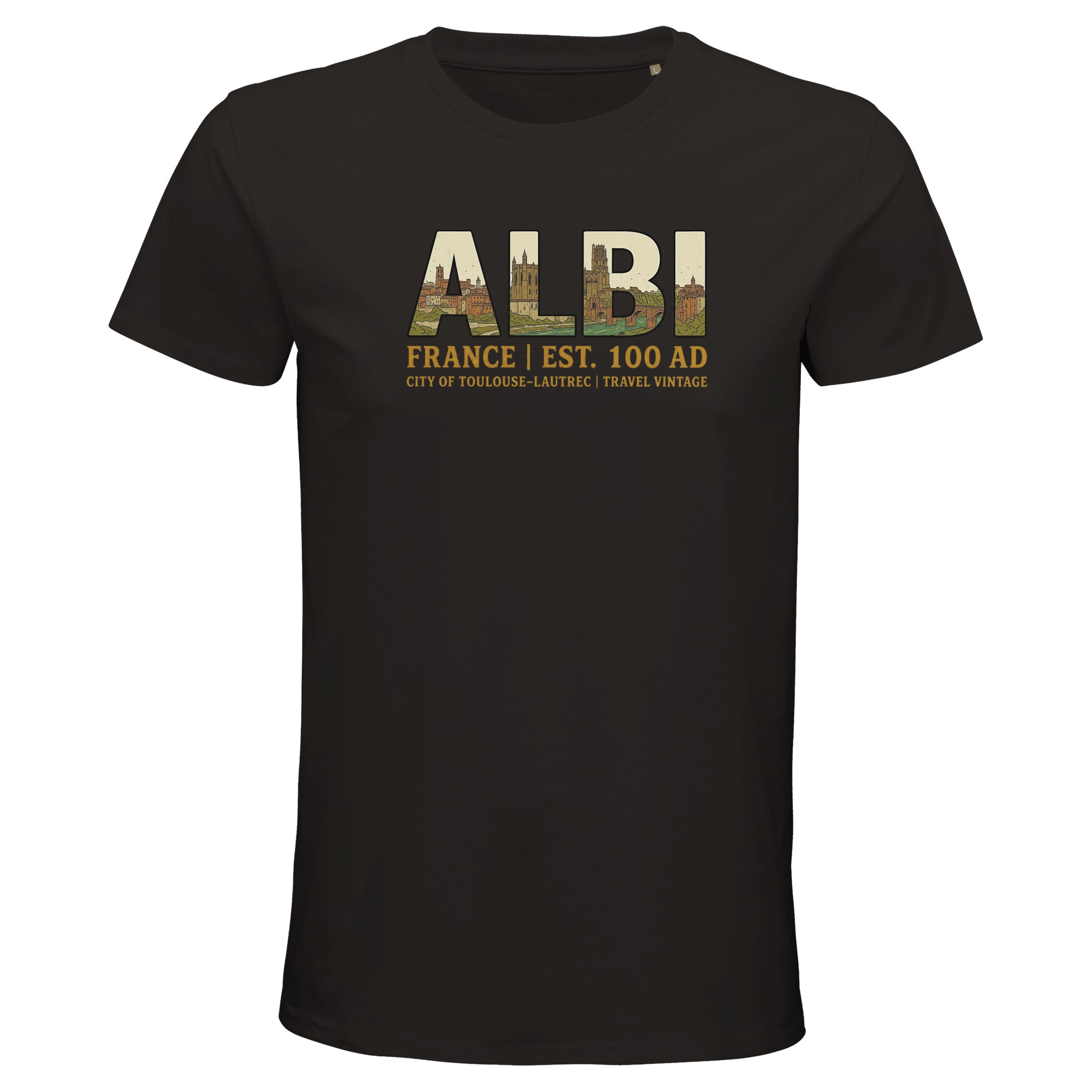 T-shirt Albi homme bio ajusté ville rose du Tarn T-shirt Albi homme bio ajusté ville rose du Tarn