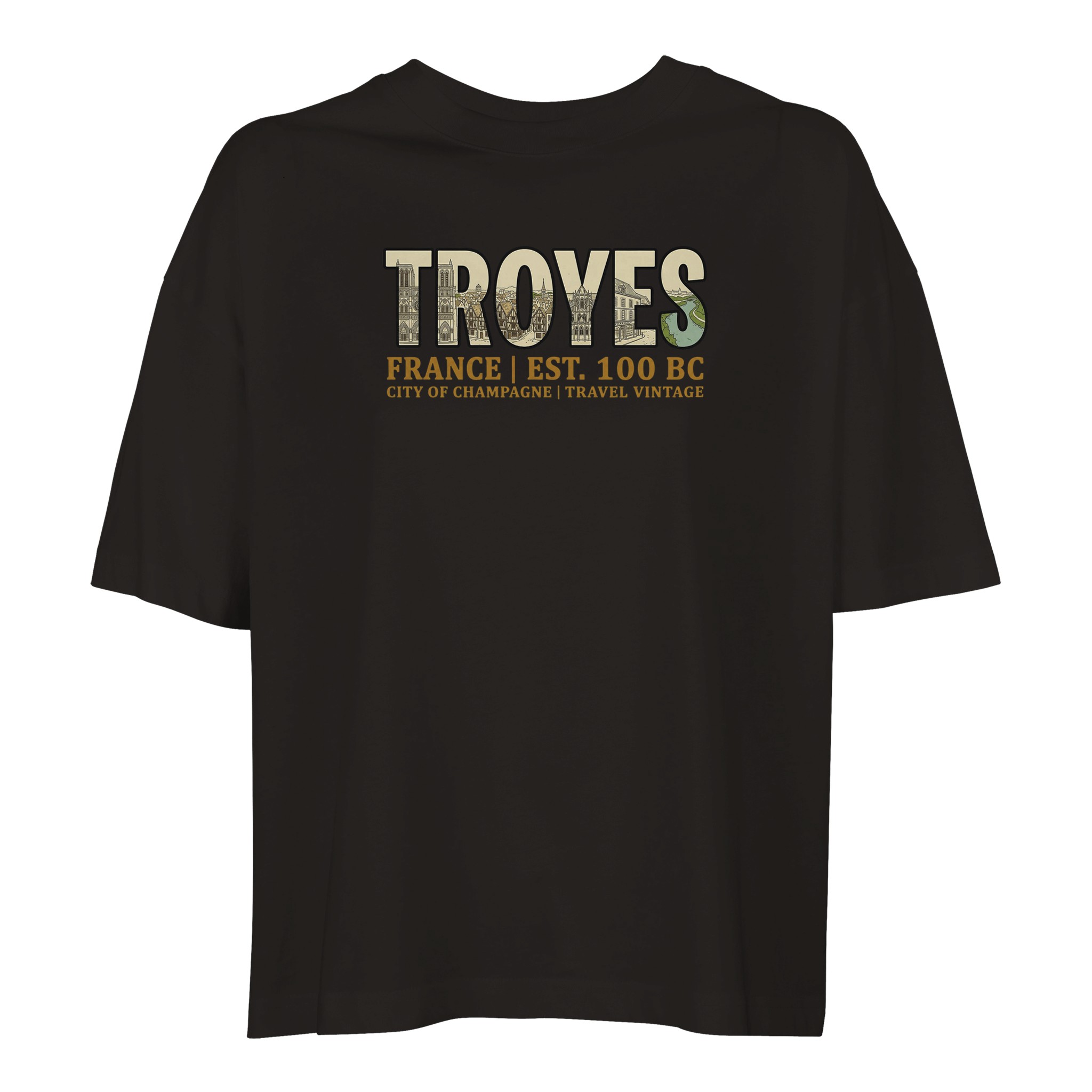 T-shirt Troyes femme ample coton bio ville française T-shirt Troyes femme ample coton bio ville française