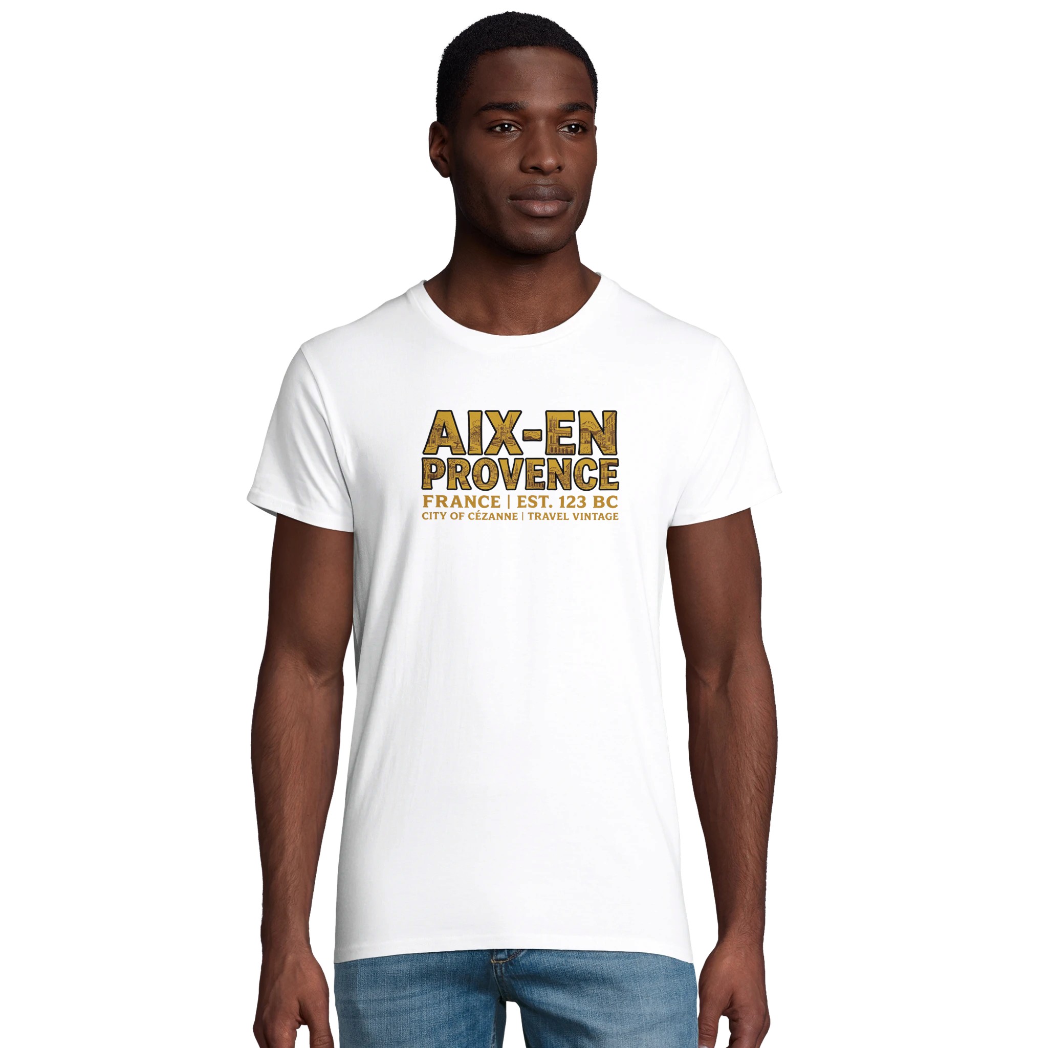 T-shirt Aix-en-Provence homme bio ajusté ville T-shirt Aix-en-Provence homme bio ajusté ville