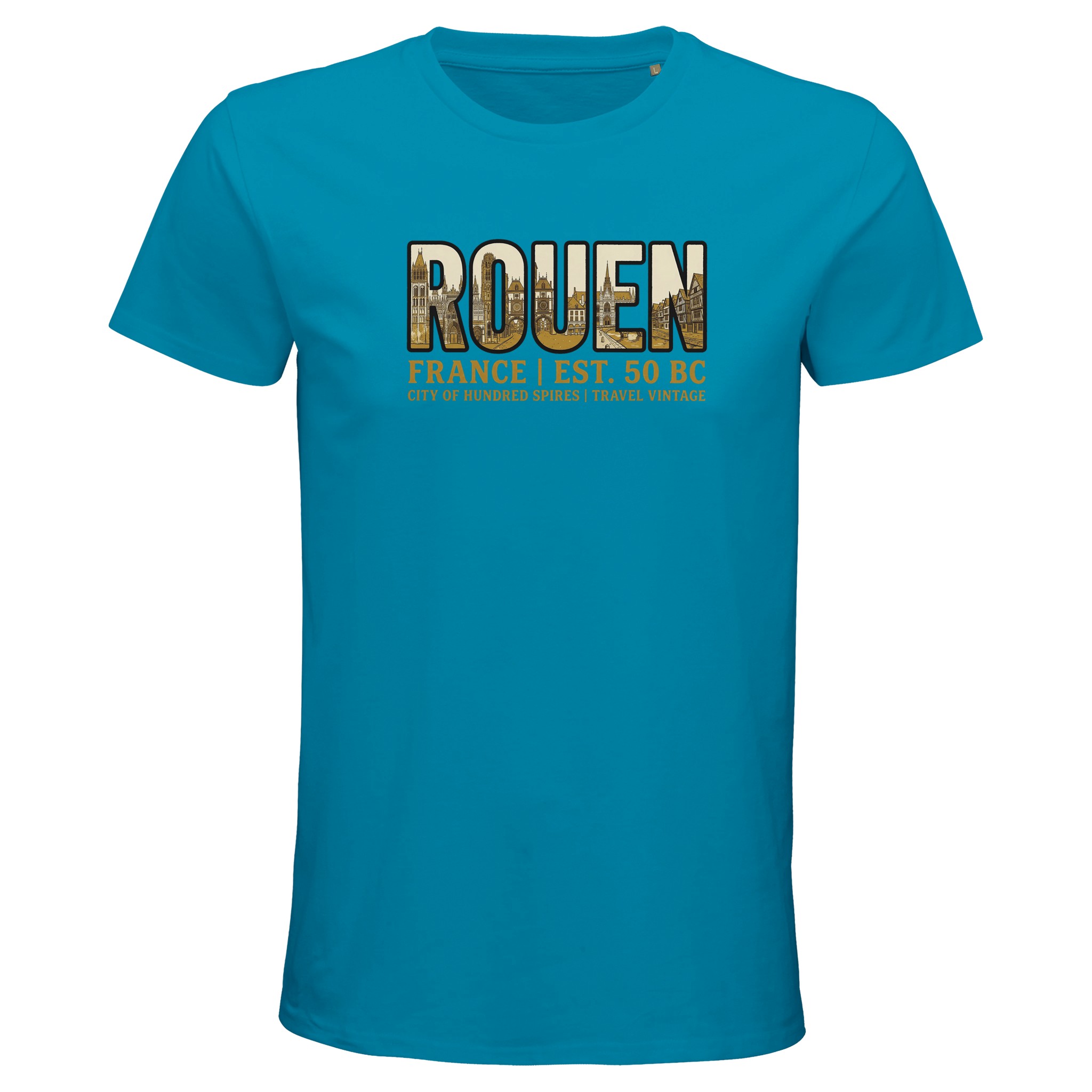 T-shirt Rouen homme bio ajusté ville française T-shirt Rouen homme bio ajusté ville française