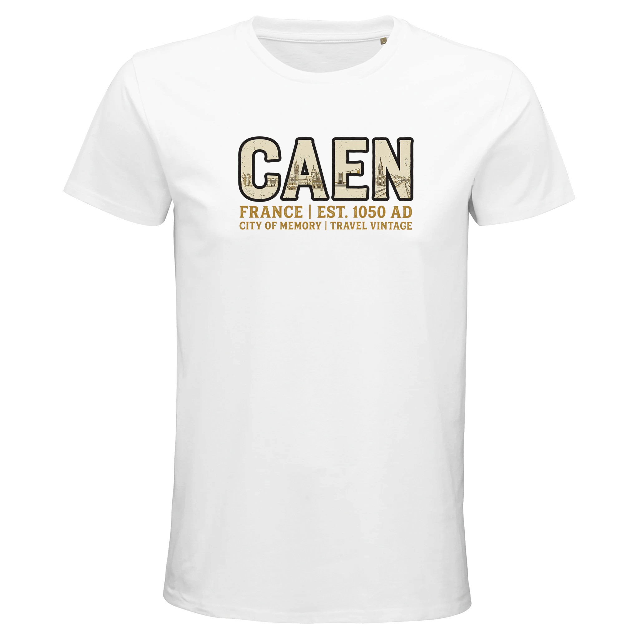 T-shirt Caen homme bio ajusté ville de caractère T-shirt Caen homme bio ajusté ville de caractère