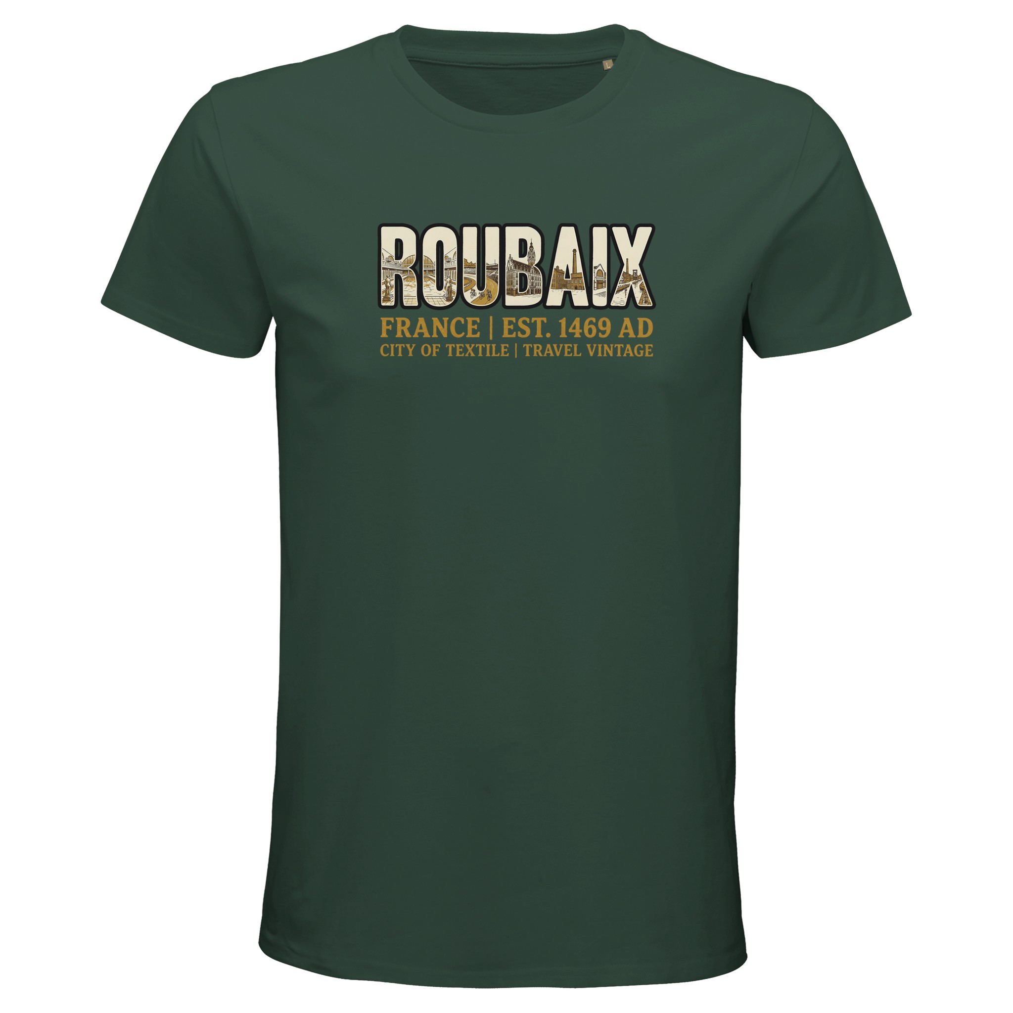 T-shirt Roubaix homme bio ajusté ville textile T-shirt Roubaix homme bio ajusté ville textile