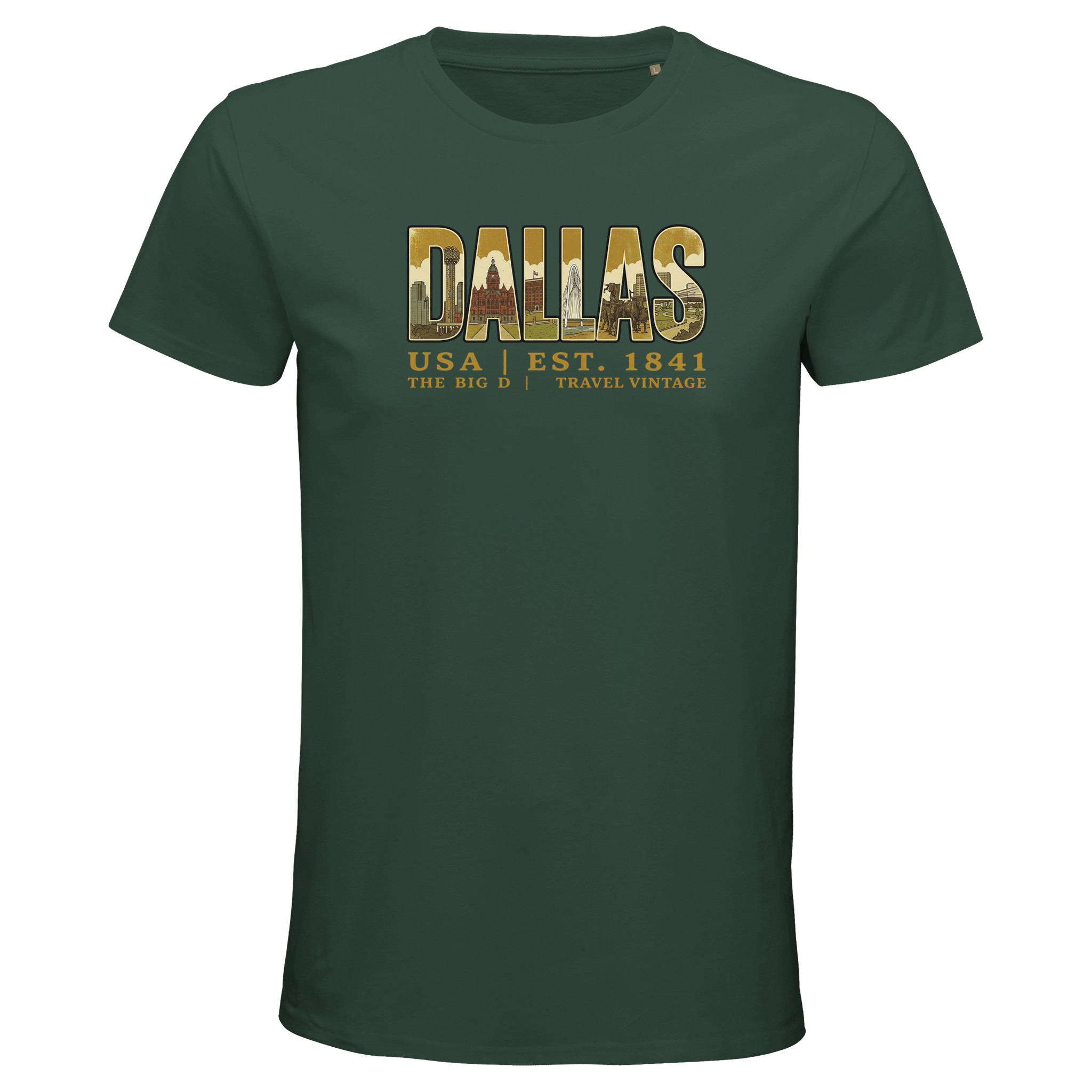 T-shirt Dallas homme bio ajusté Big D vintage T-shirt Dallas homme bio ajusté Big D vintage