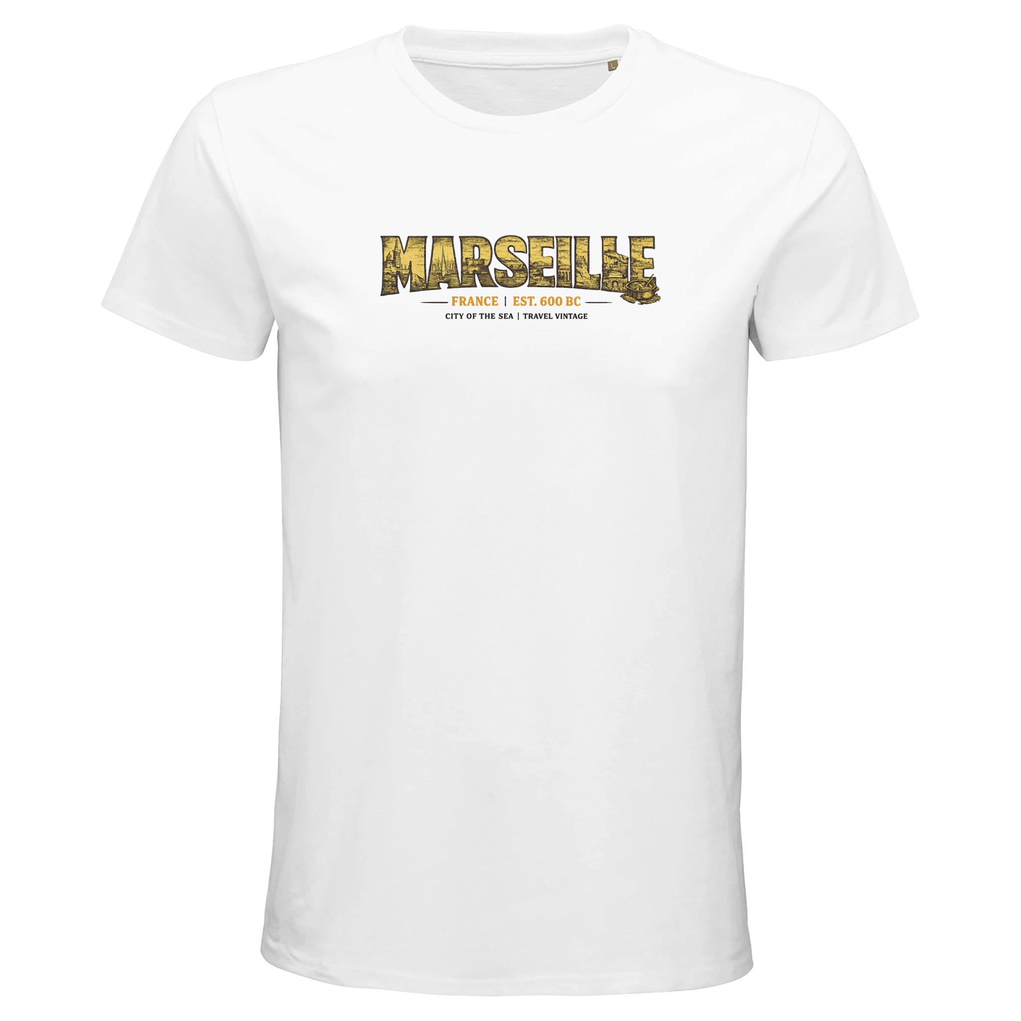 T-shirt Marseille homme bio ajusté ville emblématique T-shirt Marseille homme bio ajusté ville emblématique
