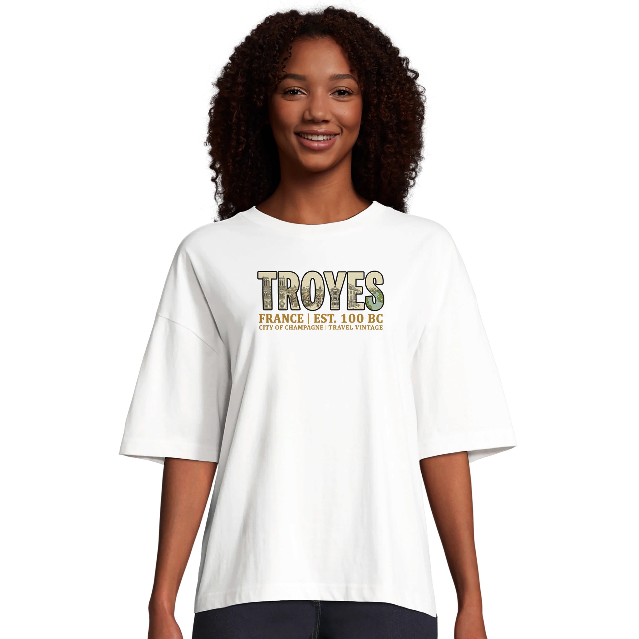 T-shirt Troyes femme ample coton bio ville française T-shirt Troyes femme ample coton bio ville française