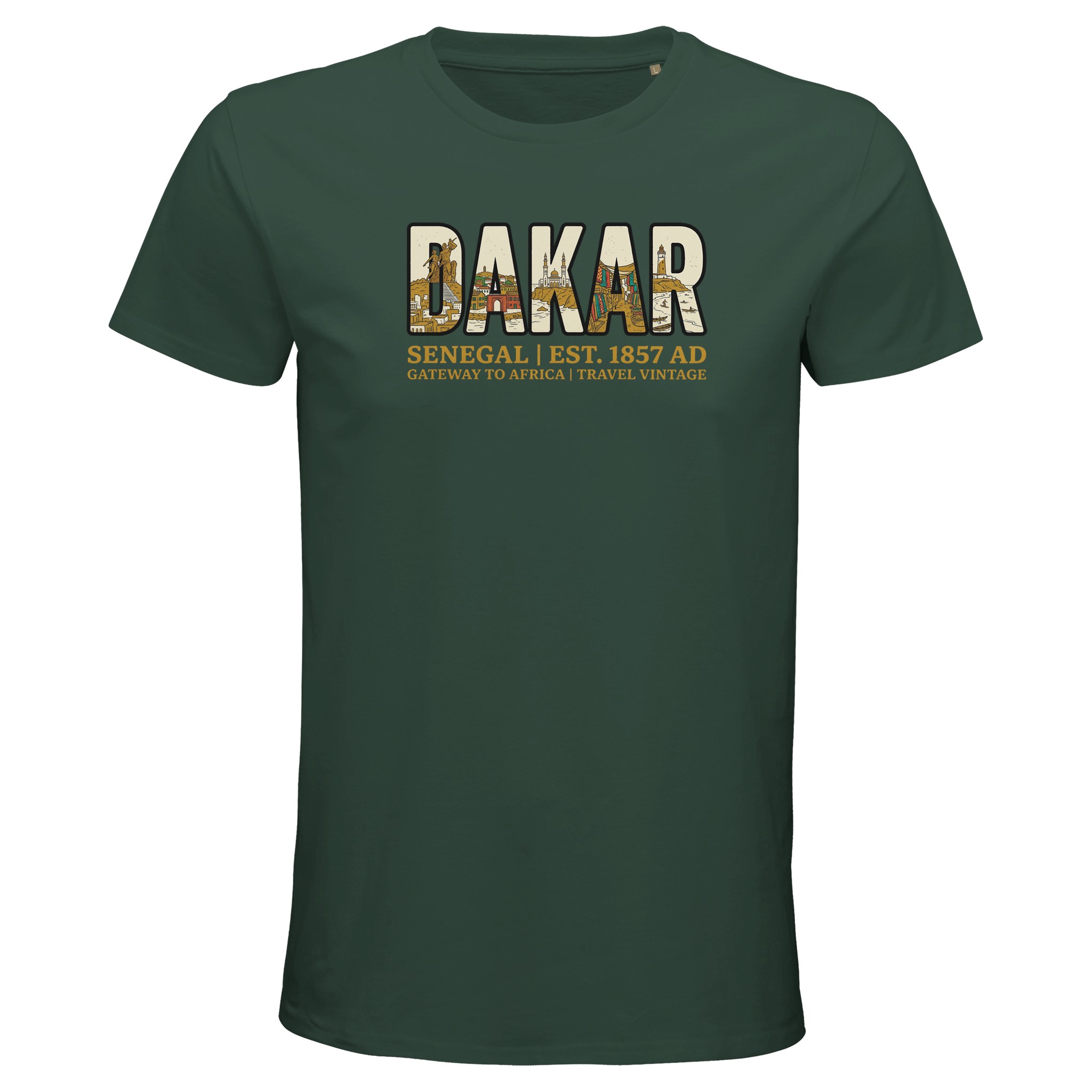 T-shirt Dakar homme bio ajusté T-shirt Dakar homme bio ajusté, coloris Vert bouteille