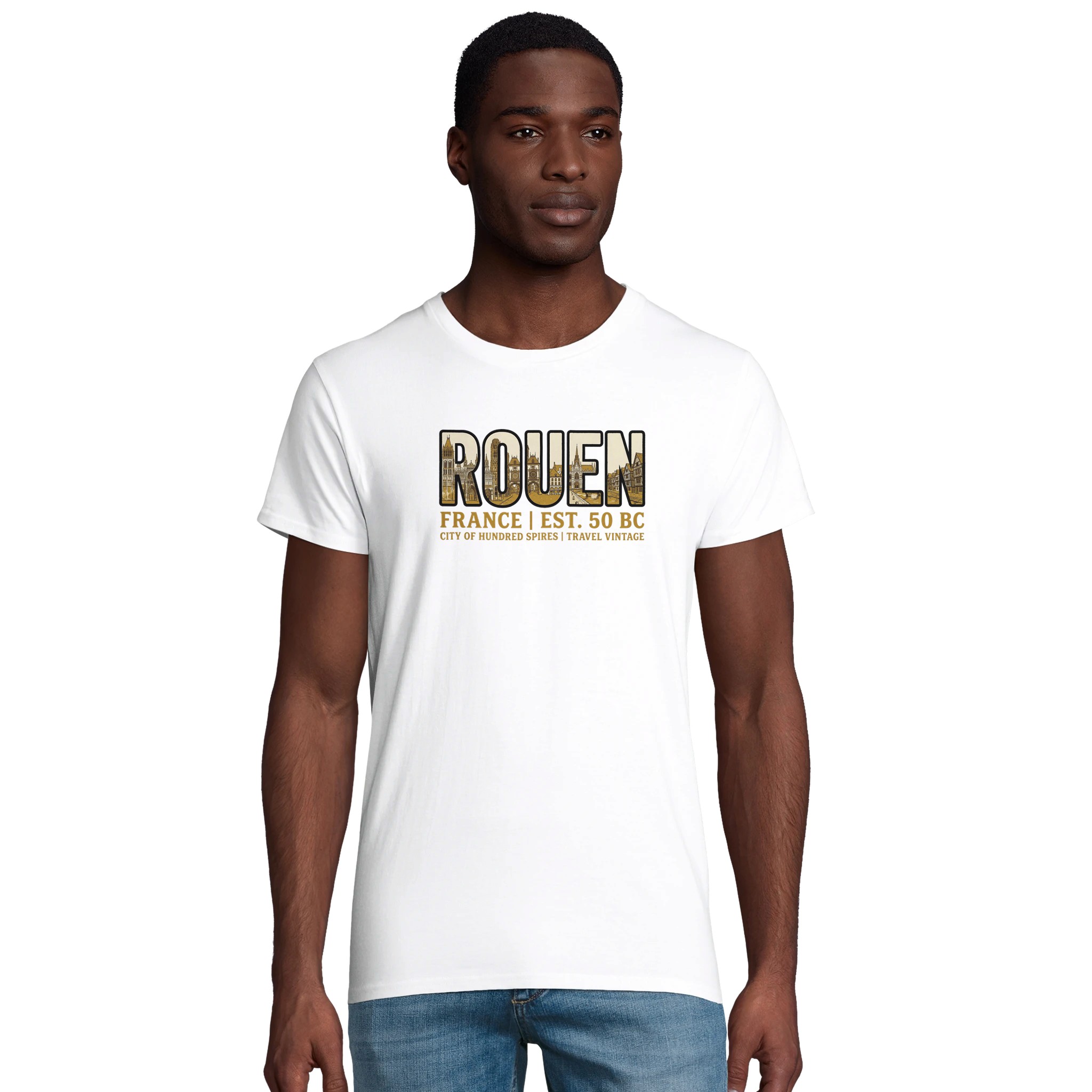 T-shirt Rouen homme bio ajusté ville française T-shirt Rouen homme bio ajusté ville française