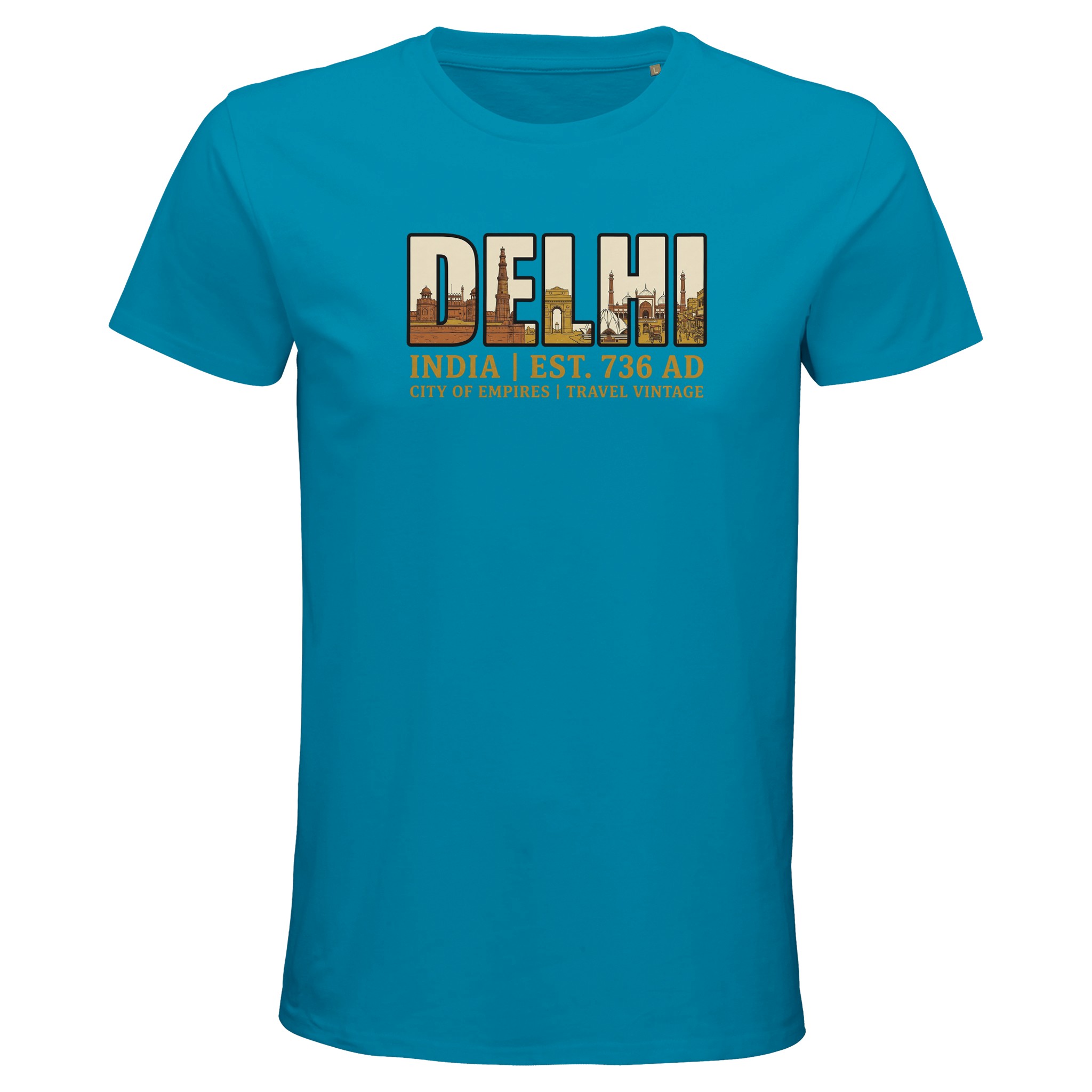 T-shirt Delhi homme bio ajusté – esprit vintage T-shirt Delhi homme bio ajusté - esprit vintage, coloris Aqua