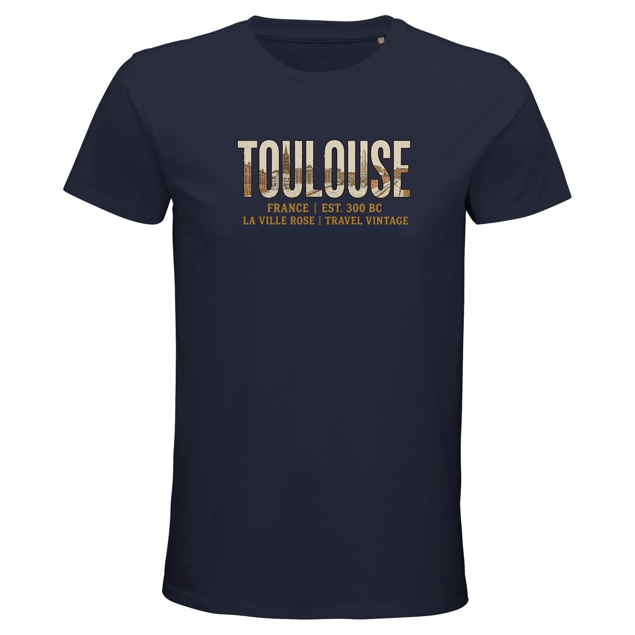 T-shirt Toulouse homme bio ajusté ville rose T-shirt Toulouse homme bio ajusté ville rose