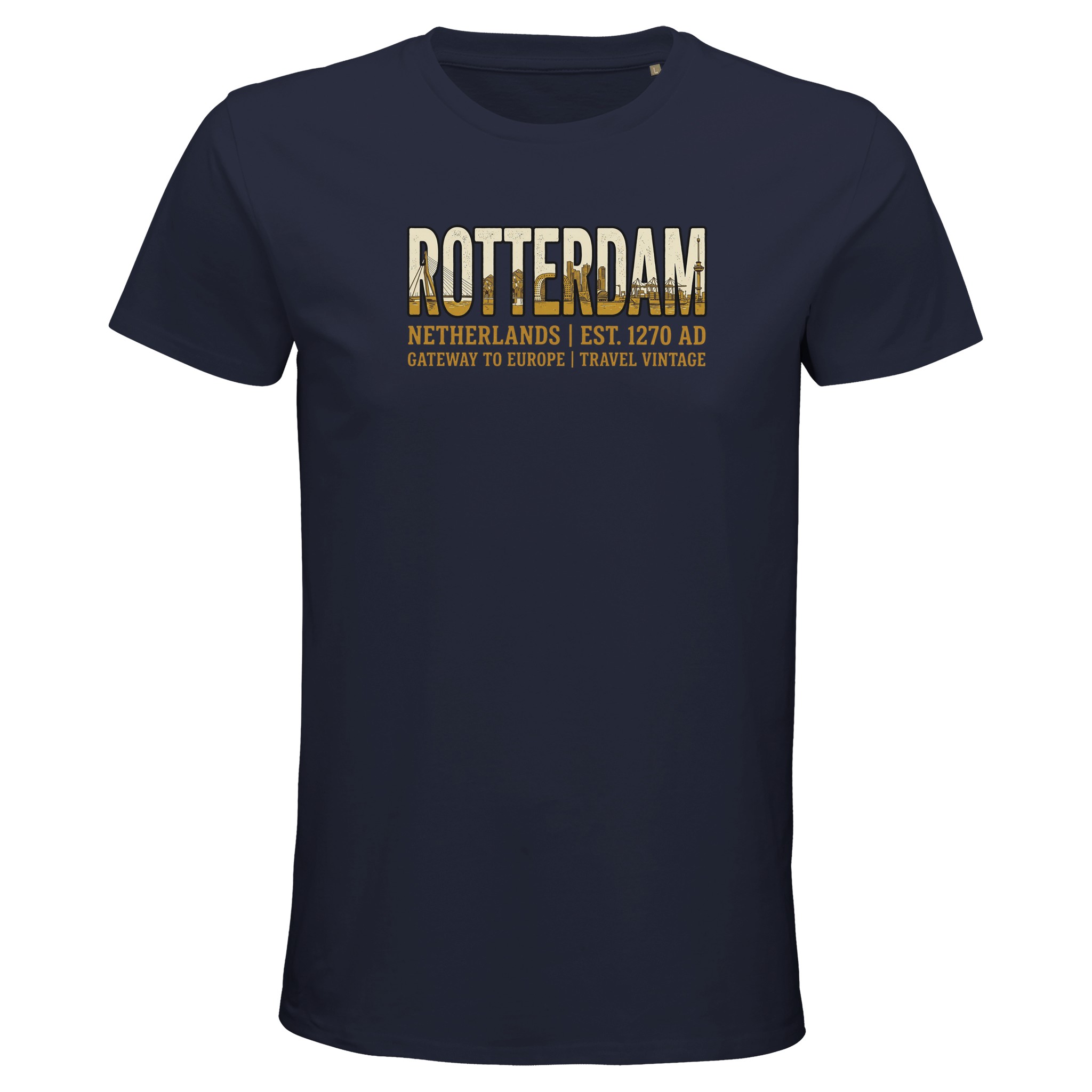 T-shirt Rotterdam homme bio ajusté ville portuaire T-shirt Rotterdam homme bio ajusté ville portuaire, coloris French Navy